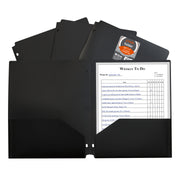 Two-Pocket Heavyweight Poly Portfolio Folder with Three-Hole Punch, Black, Each