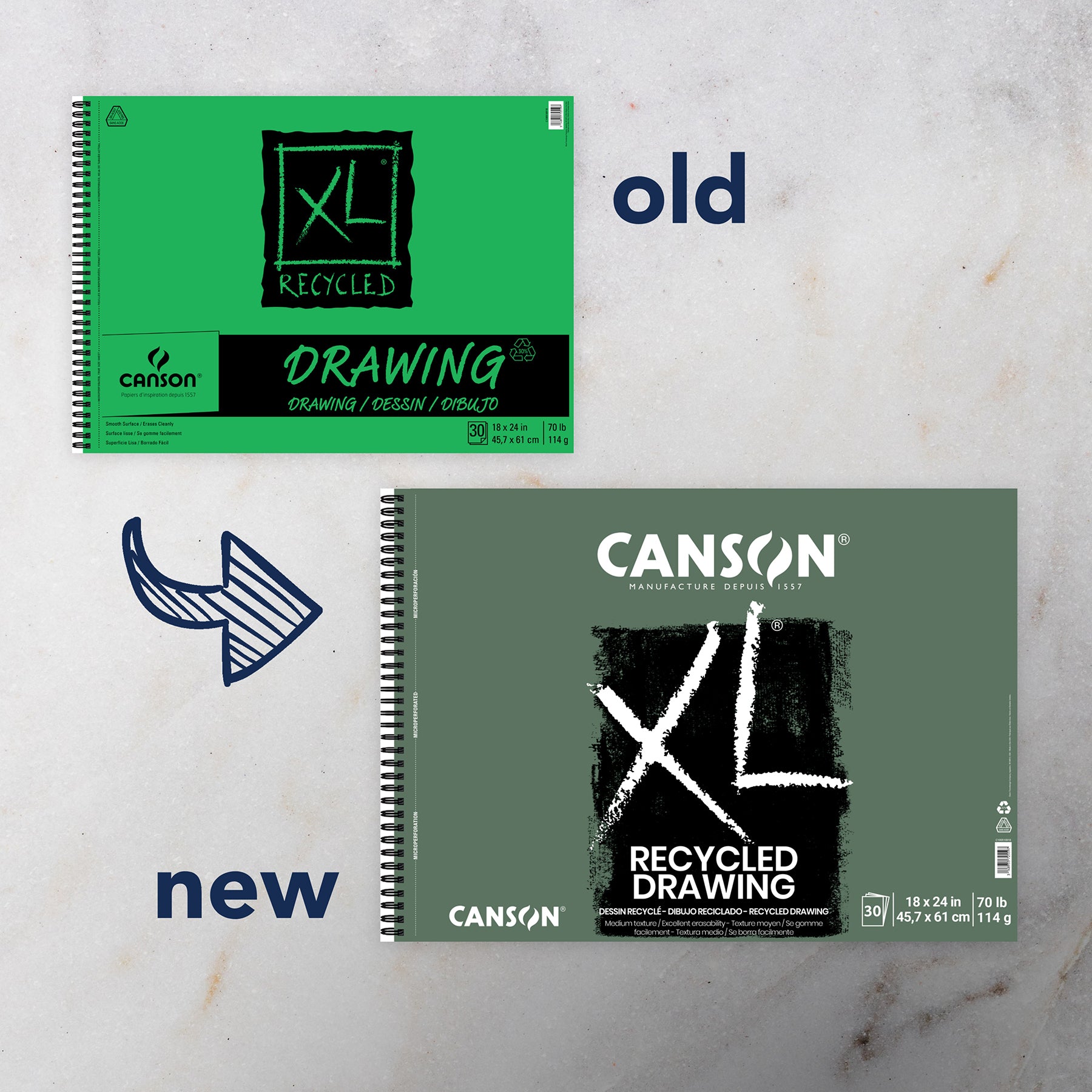 XL Series Drawing Pad, Recycled, Side Wire Binding, 30 Sheet, 18x24 inch, 1 Count