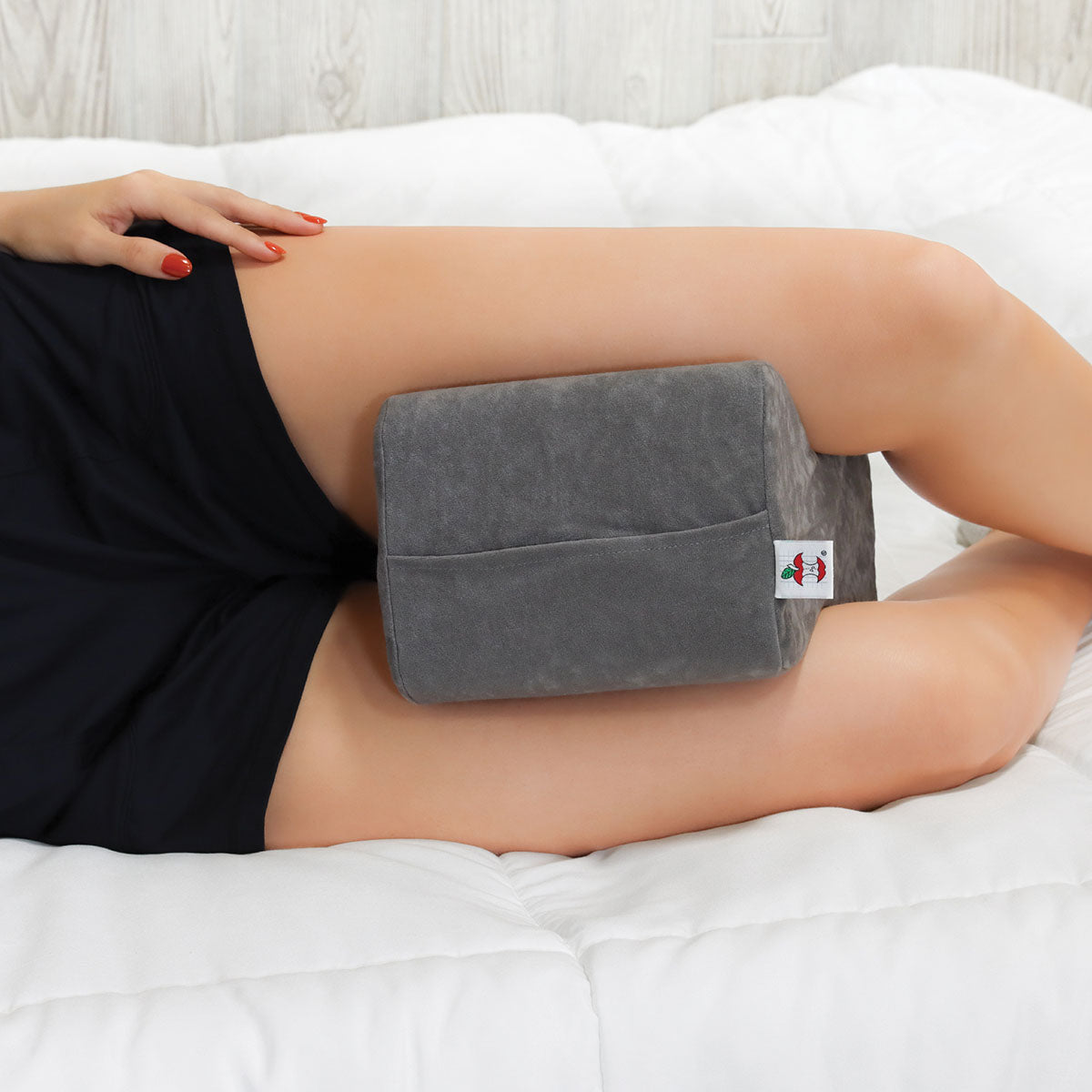 Leg Spacer Positioning Support Pillow with Deluxe Gray Cover, Petite