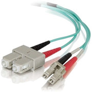 C2G 01008 OM4 Fiber Optic Cable - LC-SC 50/125 Duplex Multimode PVC Fiber Cable, Aqua (3.3 Feet, 1 Meter)