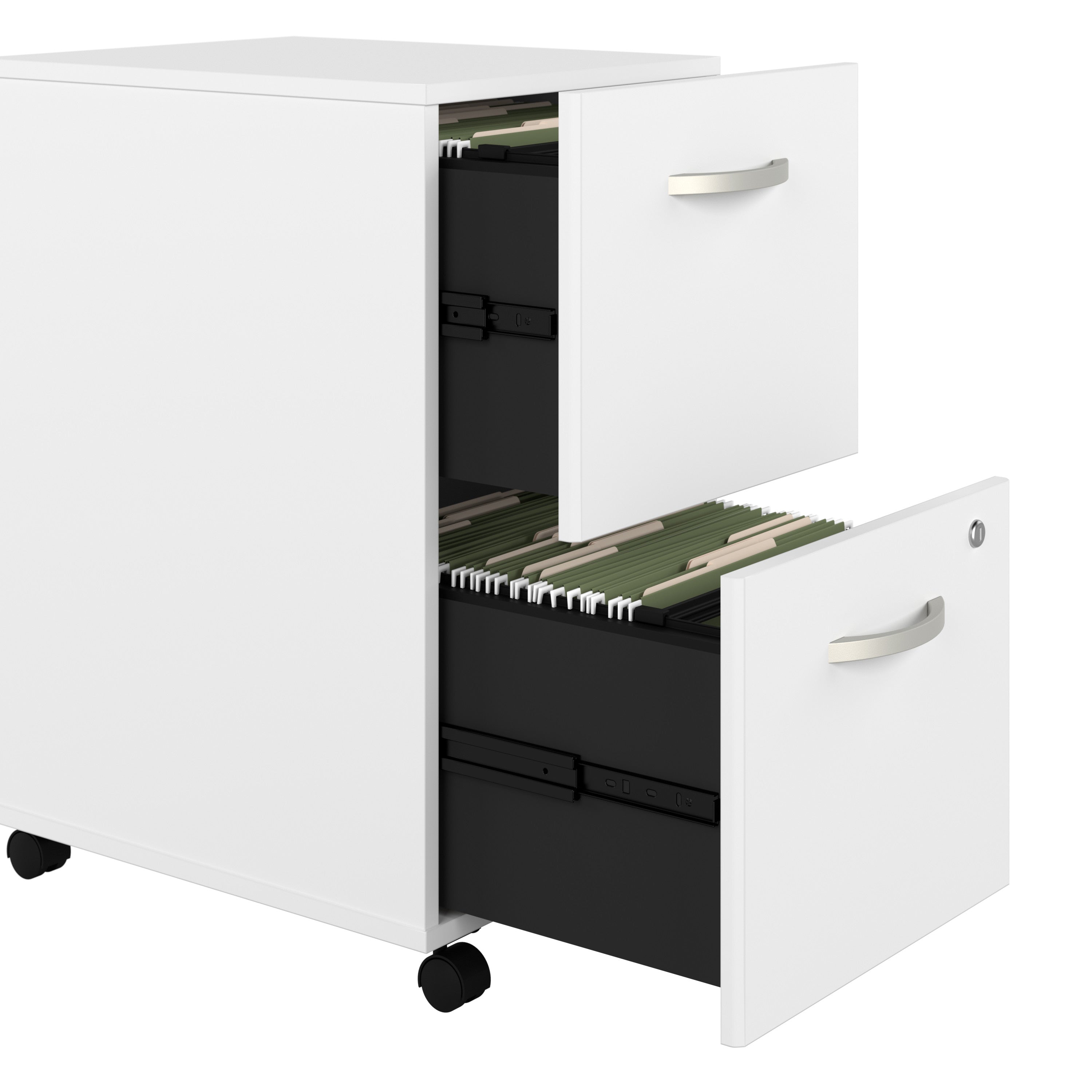Bush Business Furniture Easy Office 2 Drawer Mobile File Cabinet in Pure White - Assembled - 15.71" Width x 20.16" Depth x 27.79" Height