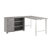 Bush Business Furniture Hustle 60W x 30D Computer Desk and Storage Cabinet with Drawers and Shelves in Platinum Gray - 59.44" Width x 29.37" Depth x 30.07" Height