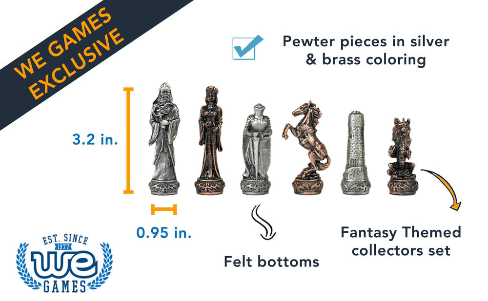 Fantasy Themed Chess Pieces - Pewter