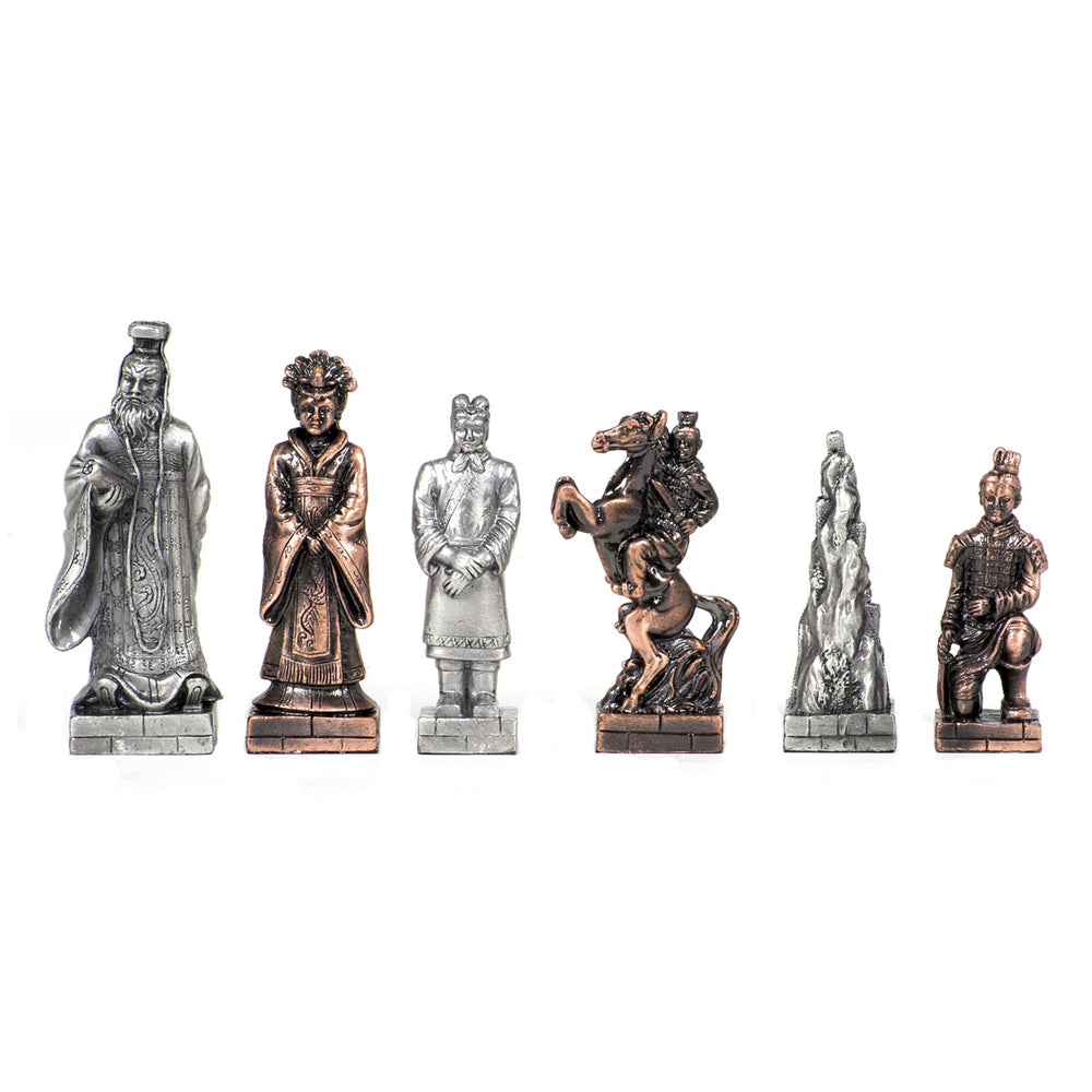 Chinese Qin Themed Chess Pieces - Pewter