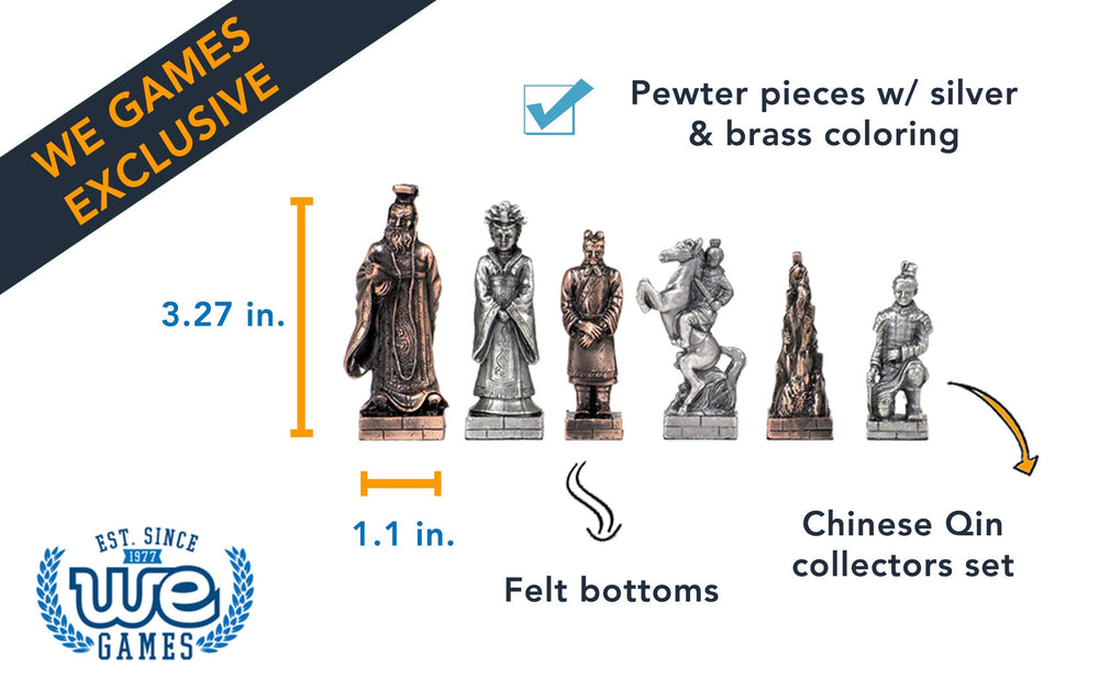 Chinese Qin Themed Chess Pieces - Pewter
