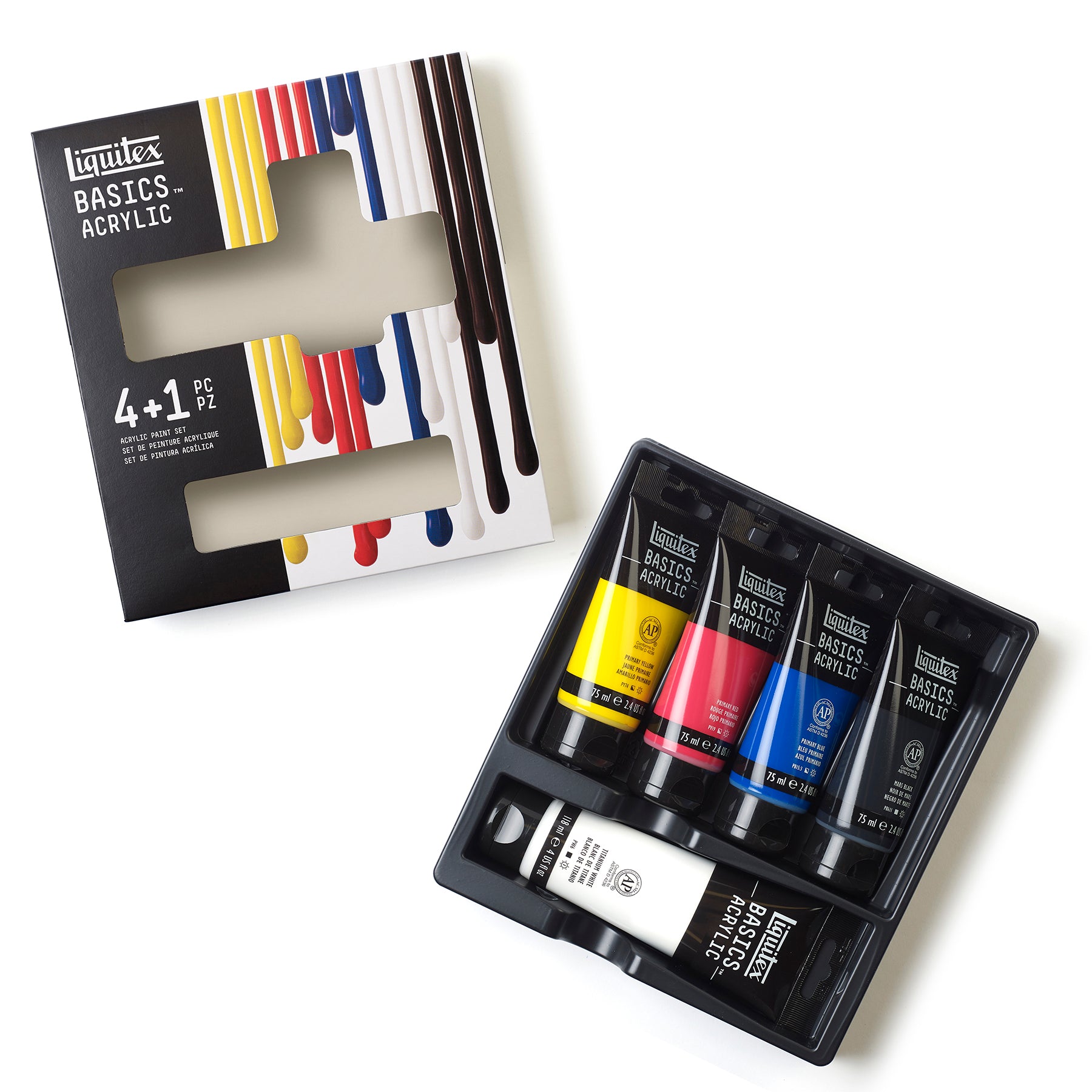 LQ BASICS Acrylic Color 4 x 75ml / 1 x 118ml Essentials Set