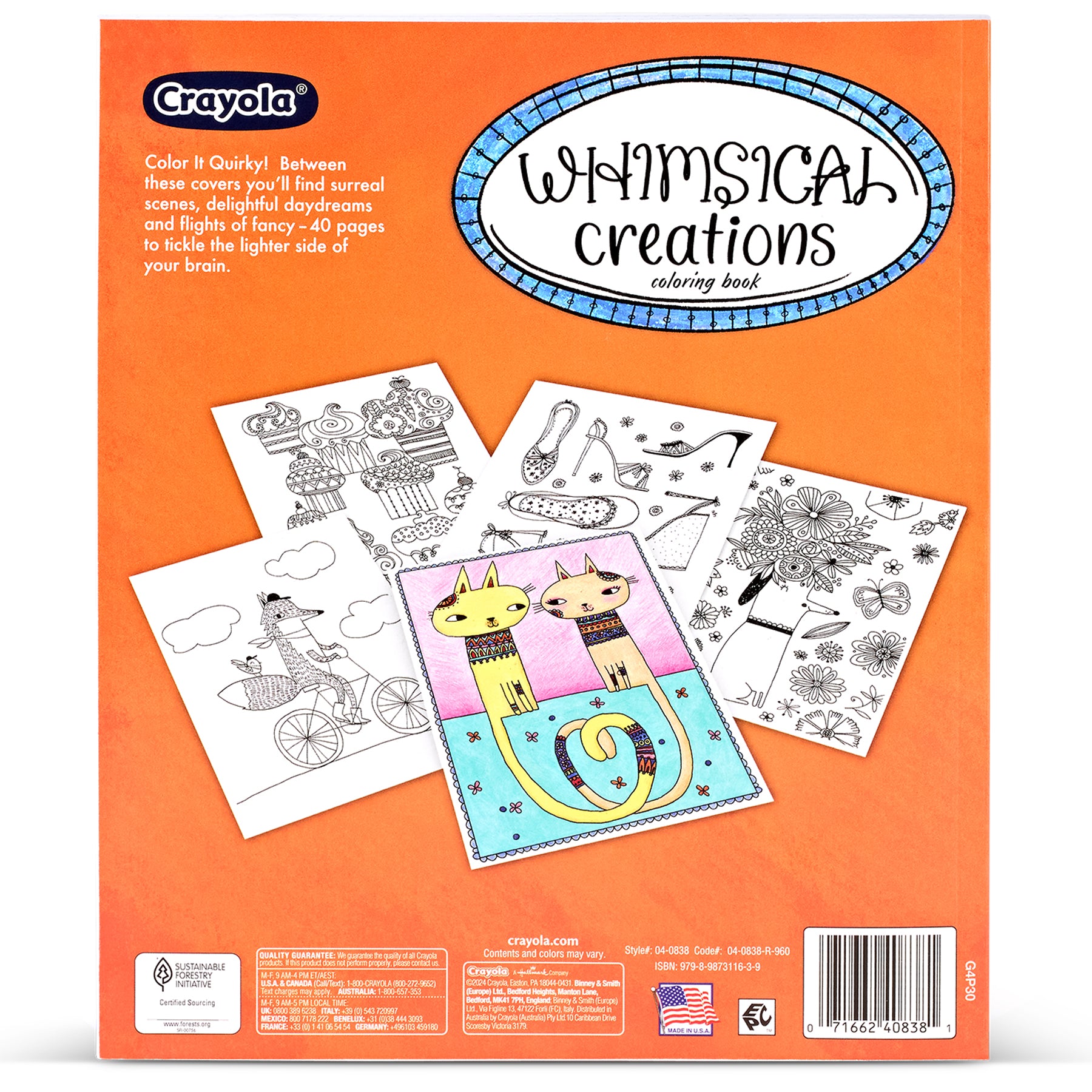 Whimsical Creations Coloring Book for Adults, Adult Coloring Pages, 40 Pages