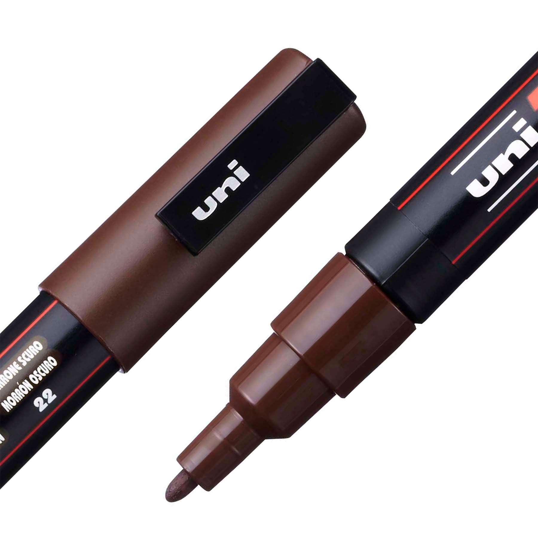 uni® POSCA PC-3M Water-Based Paint Markers, Reversible Fine Tip (0.9-1.3mm), Dark Brown
