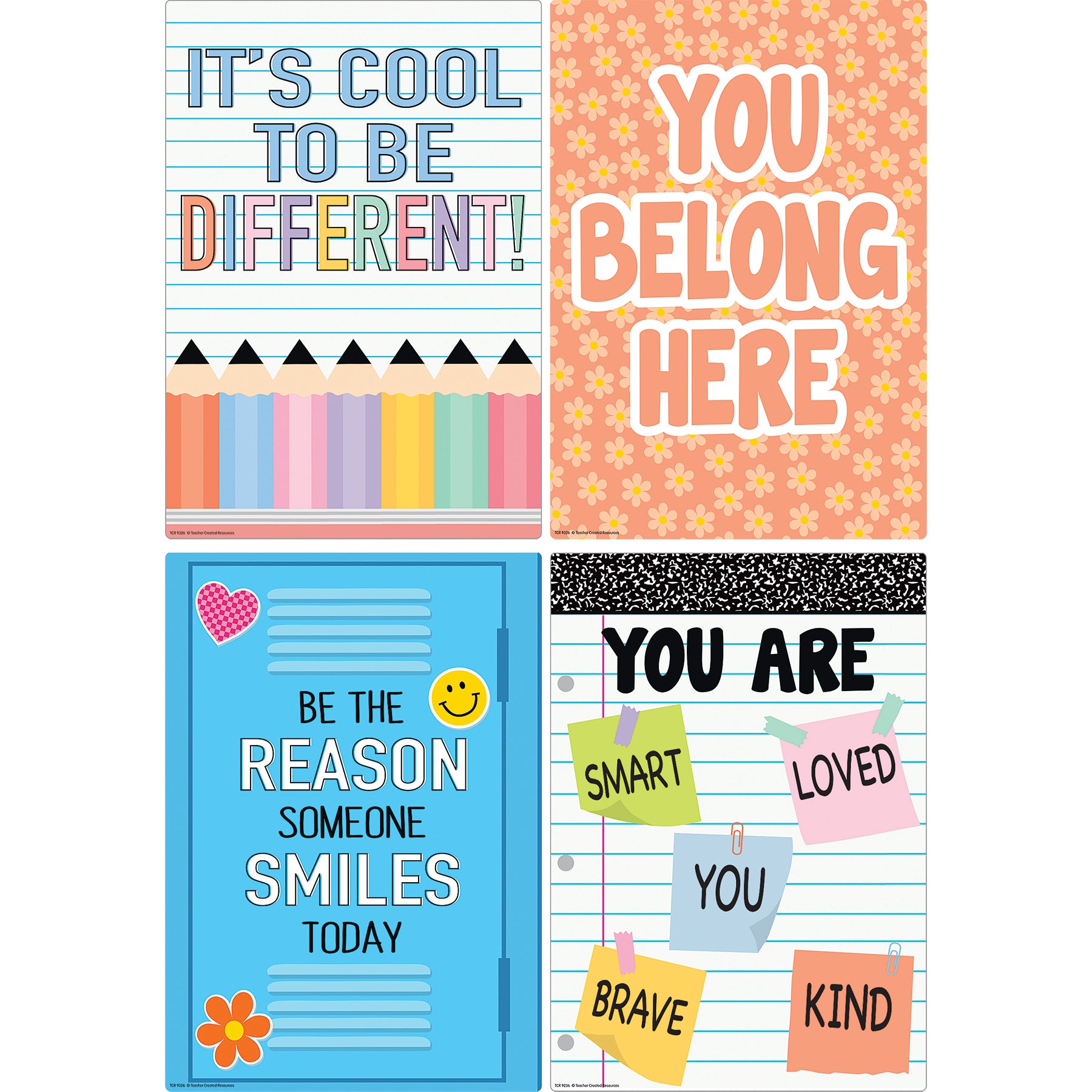 Cool for School Positive Sayings Small Poster Pack, 12 Posters