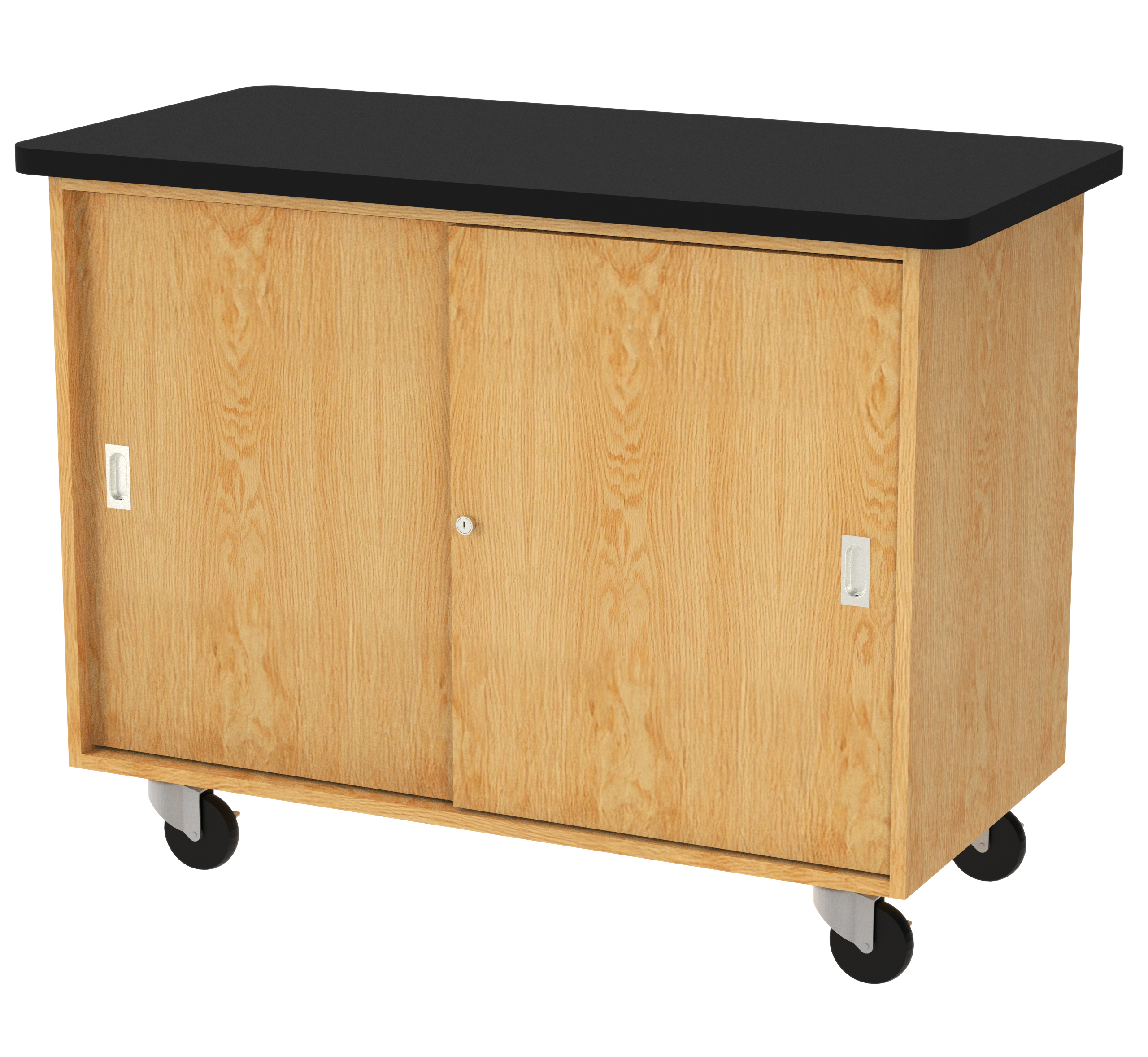 Access Touchdown Sliding Door Cabinet - Red Oak, 48"W x 24"D x 36"H