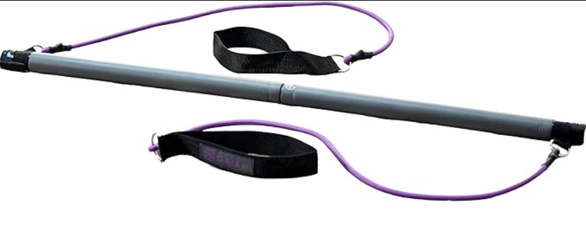 Gaiam Restore Pilates Bar Reformer Kit - Home Fitness Equipment for Total Body Workout - Includes Bar, Two 30-Inch Resistance Band Cords with Attached Foot Strap Loops - Exercise Guide Included