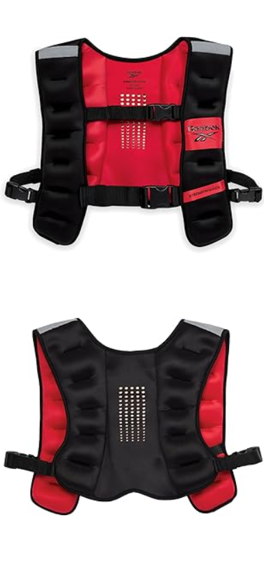 Reebok 20 lb Weighted Vest Premium Adjustable Strength Training Vest with Reflective Trim for Full-Body Workouts, Cardio, Running & Rehabilitation – Comfort Fit, Durable Material