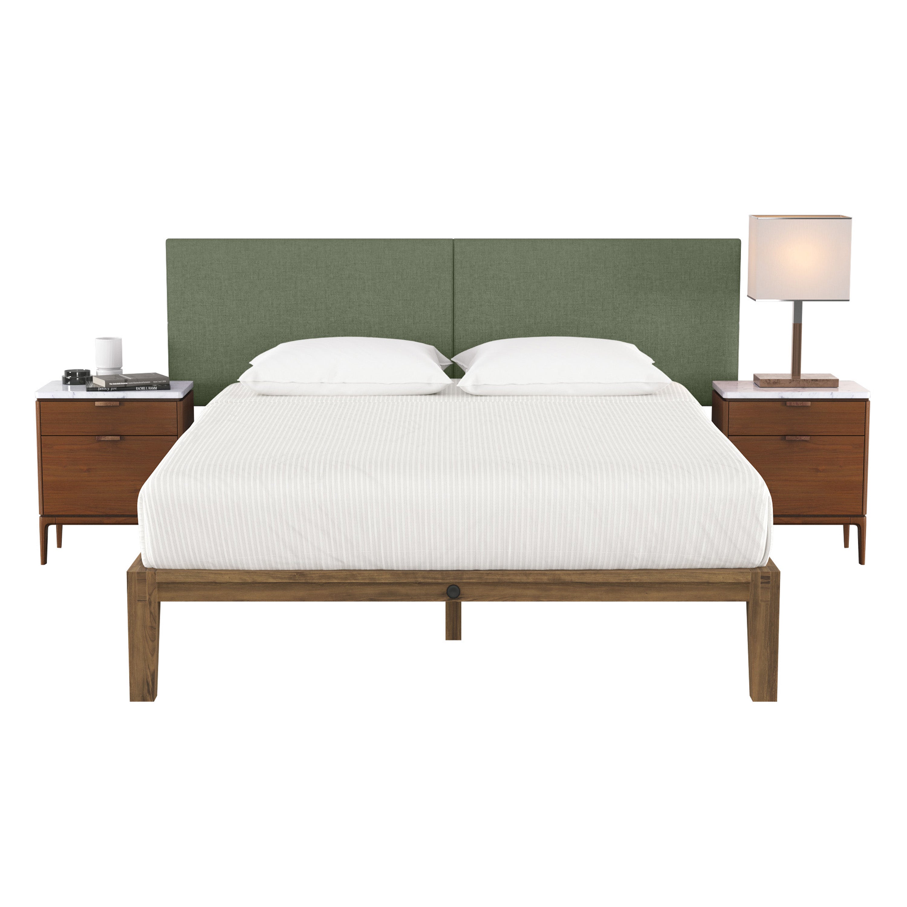 Jaxx Panelist Modern Padded Headboard- Set of 2 Wall Mounted Panels (Each 22.5" x 38")- King Double Tall, Microvelvet Cypress Green