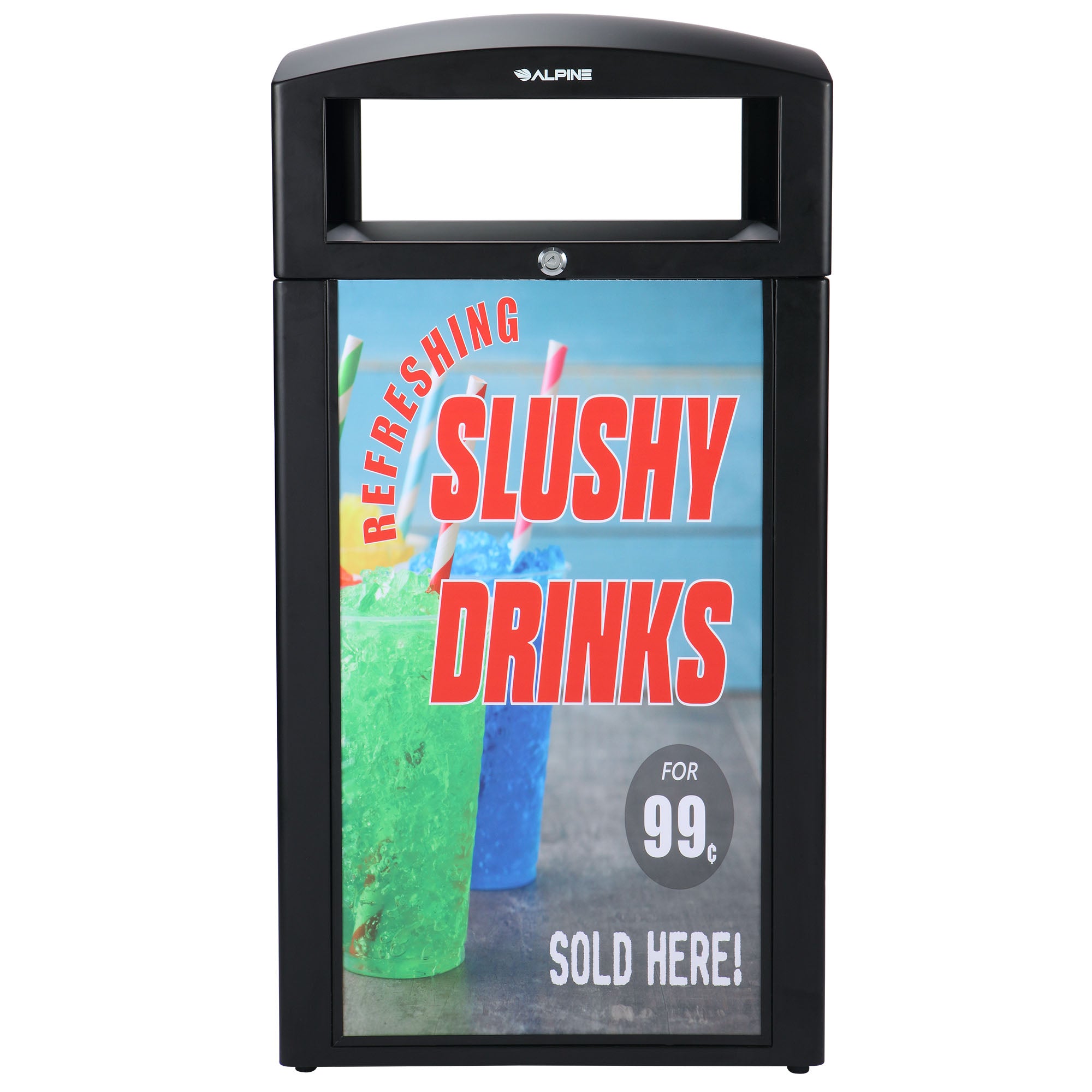 Rugged 40 Gallon All Weather Trash Container, With Advertisement Panels, Grey Stone