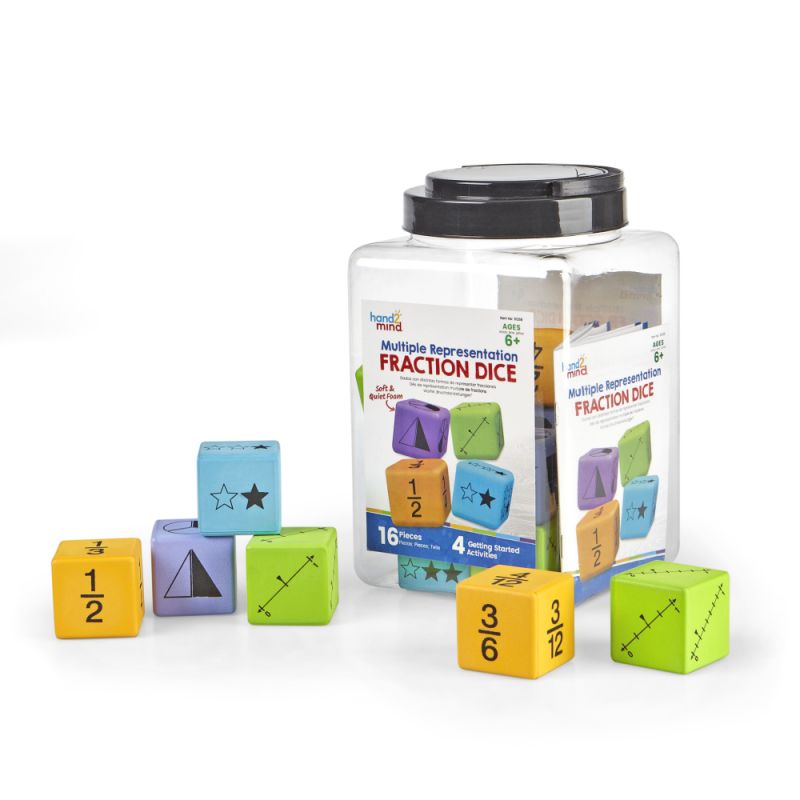 Dice, Fraction, Foam 4 Clrs, S/16