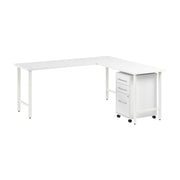 Bush Business Furniture Hustle 72W x 24D L Shaped Computer Desk with 3 Drawer Mobile File Cabinet in White - 71.02" Width x 65.3" Depth x 30.07" Height