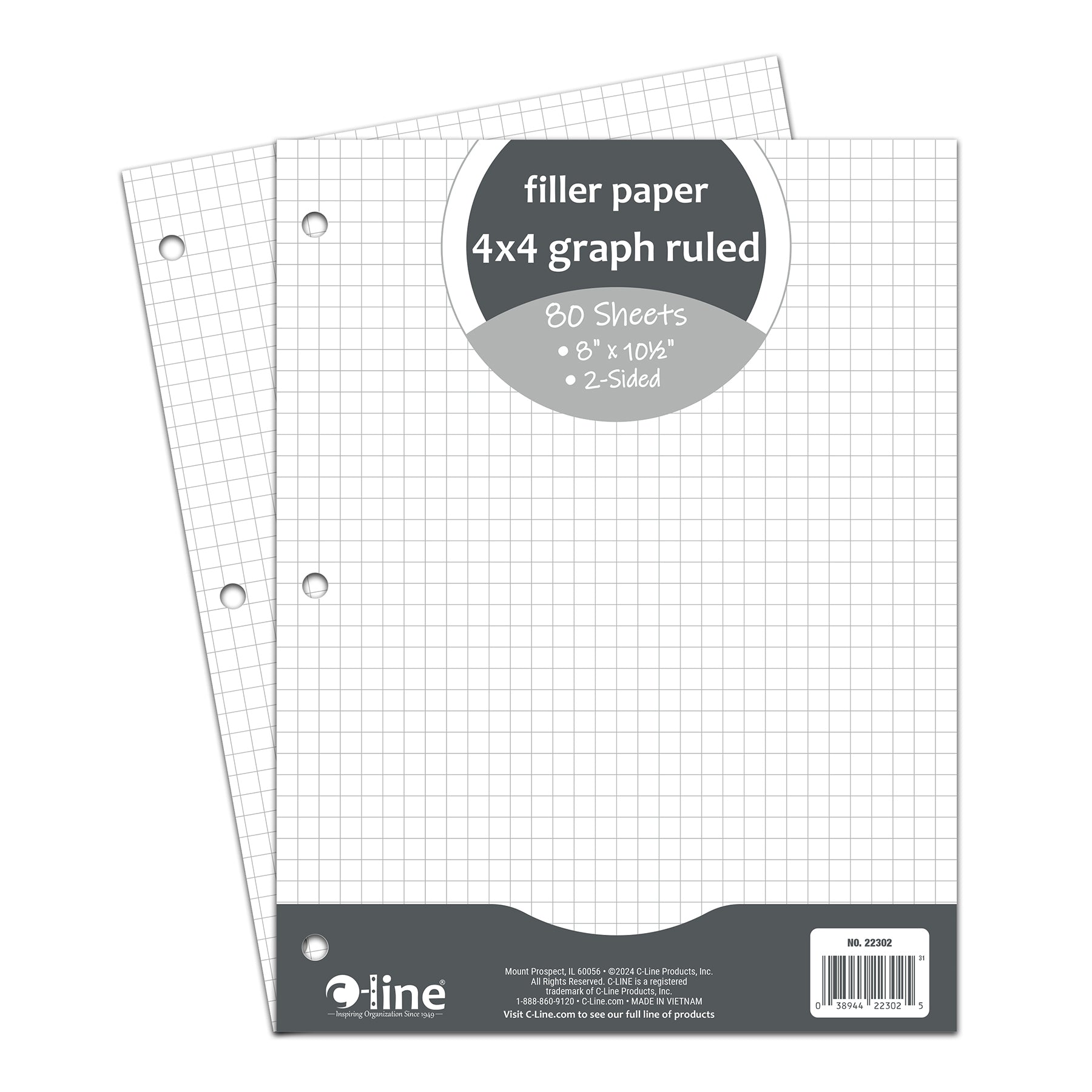 Filler Paper, 4 x 4 Graph Ruled, White, 80 Sheets
