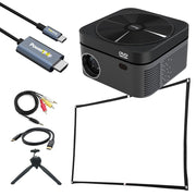 Impecca Impecca Portable Home Theater Projector with Built-in DVD, 110 ANSI Lumens, 720P, up to 120” (VP222K) with USB-C to HDMI Cable and Accessory Kit