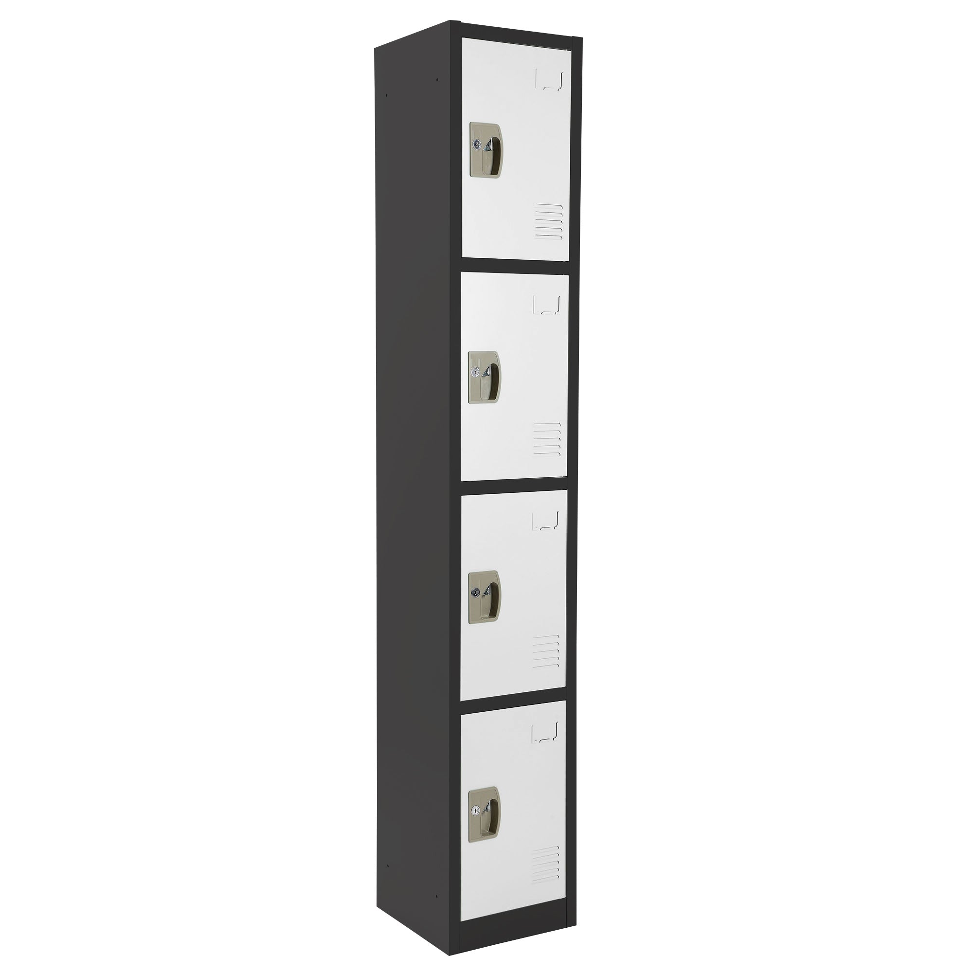 Large 4 Door Locker – Black Body With White Doors 4-Pack