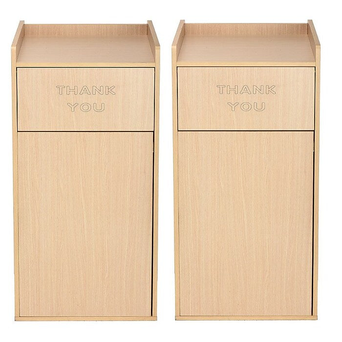 40 Gal. Oak Finish Wood Commercial Tray Top Waste Enclosure Trash Receptacle 2 Pack