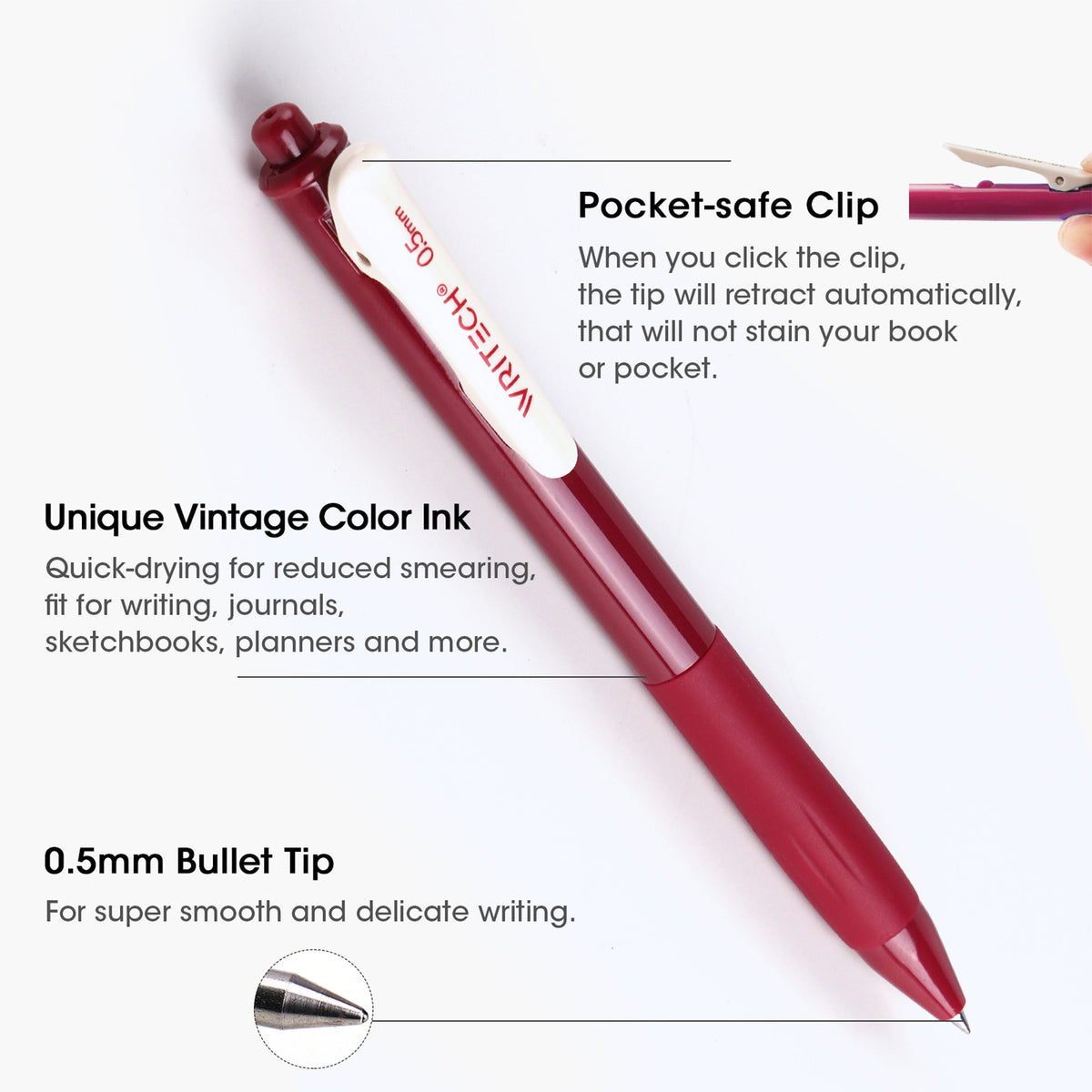 VNTG RETRACT GEL PEN 5 ASST COLORS