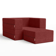 Jaxx Zipline Convertible Sleeper Futon Chair & Ottoman with Machine-Washable Cover, Berry Red