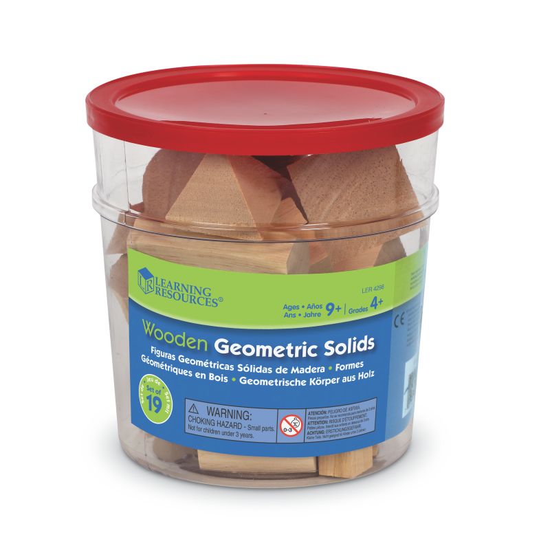Wooden Geometric Solids, Set of 19