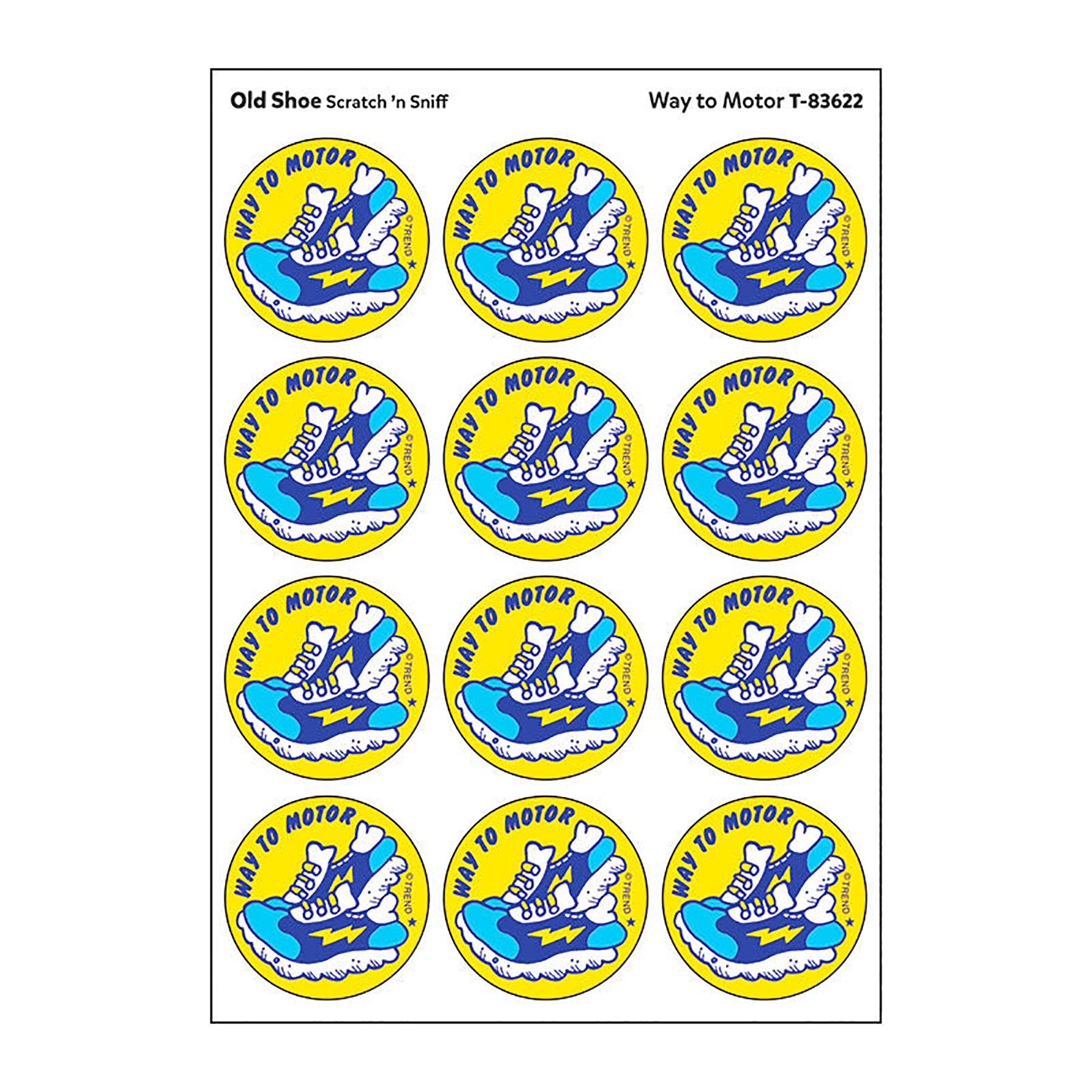 Way to Motor/Old Shoe Scented Stickers, Pack of 24