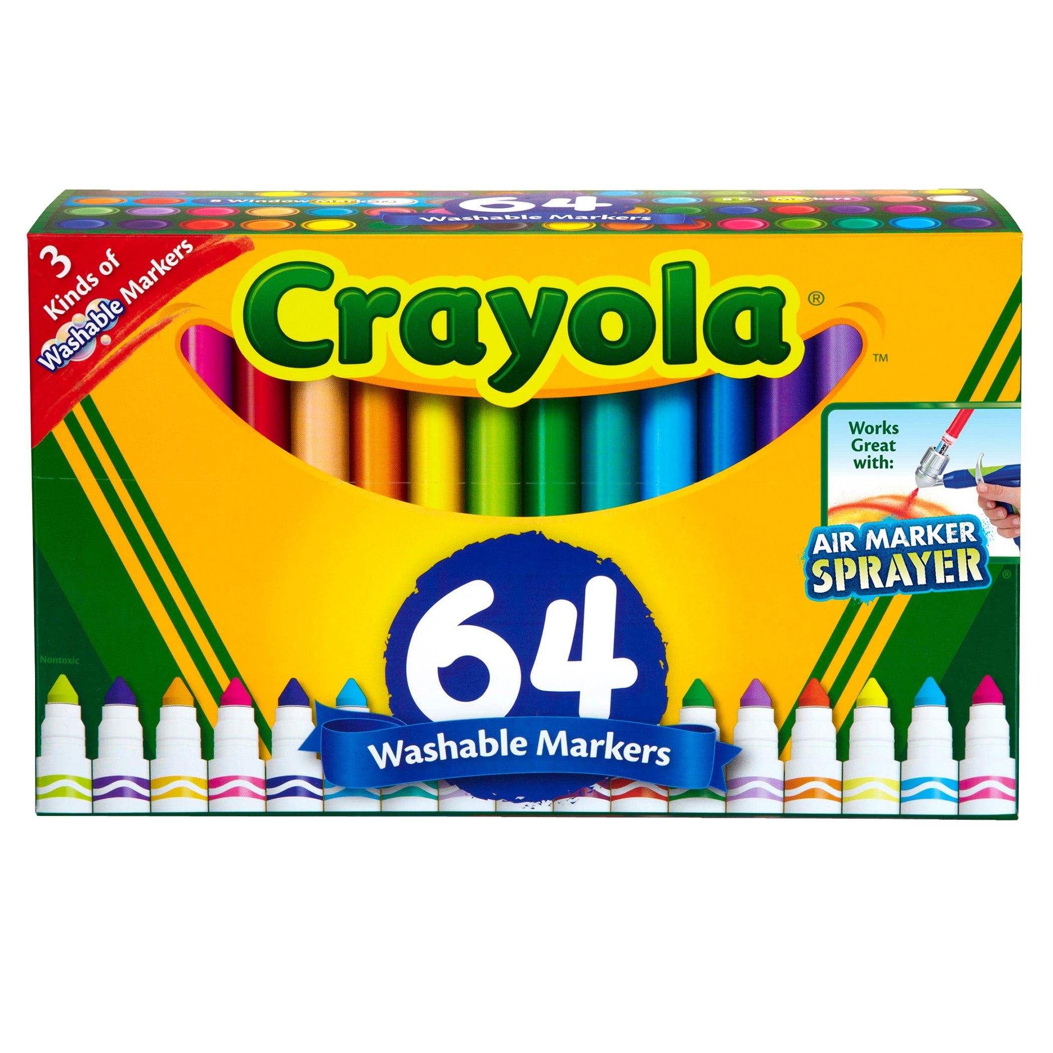 Washable Markers, Broad Line, Assorted Colors, Pack of 64