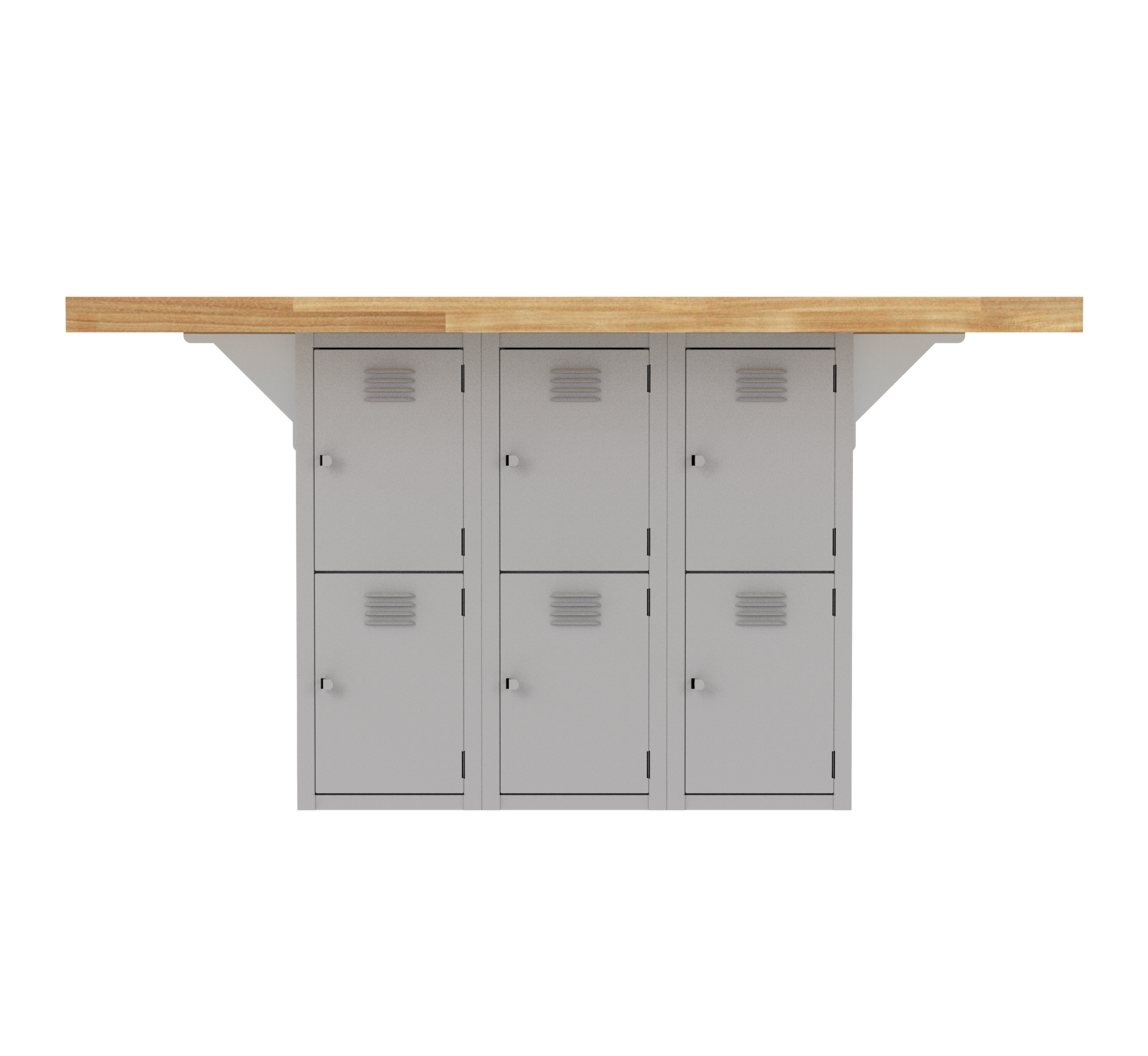Forum Industrial Arts Four-Station Workbench with Steel Lockers W/O Vises