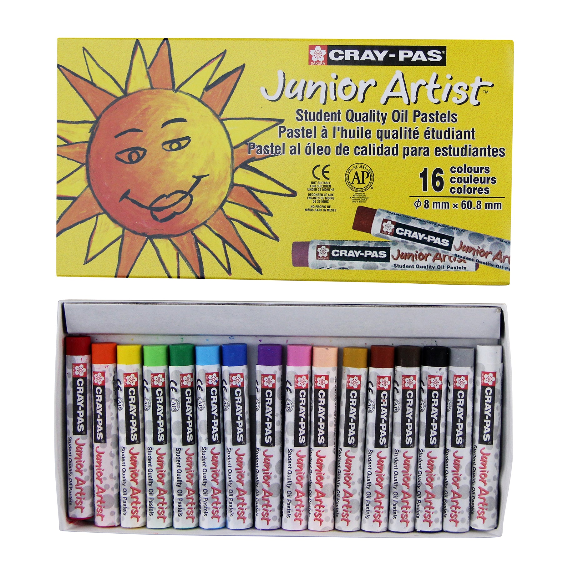 Cray-Pas Junior Artist Oil Pastels, Assorted Colors, 16-Piece Set