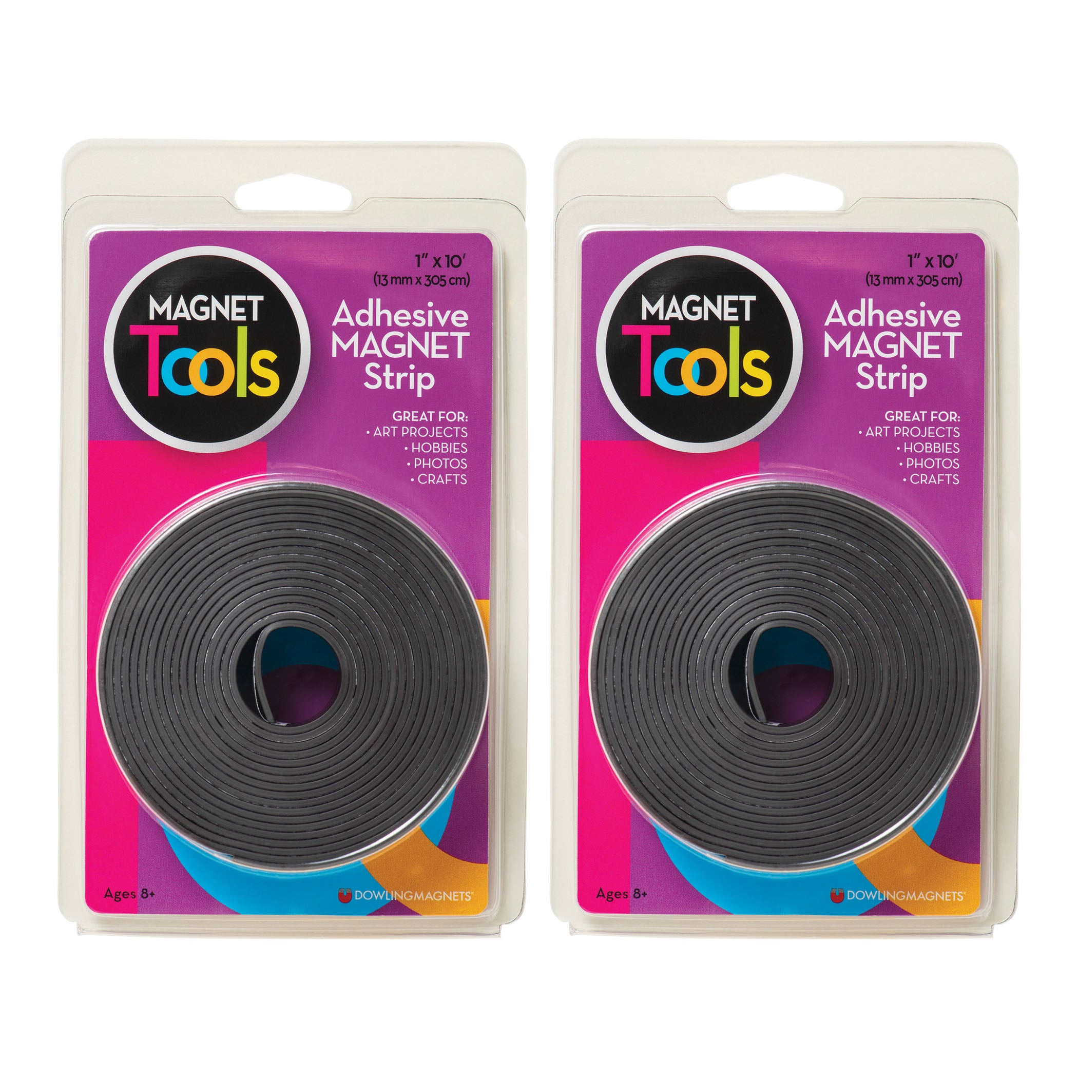 Adhesive Magnet Strip, 1" x 10' Roll, Pack of 2