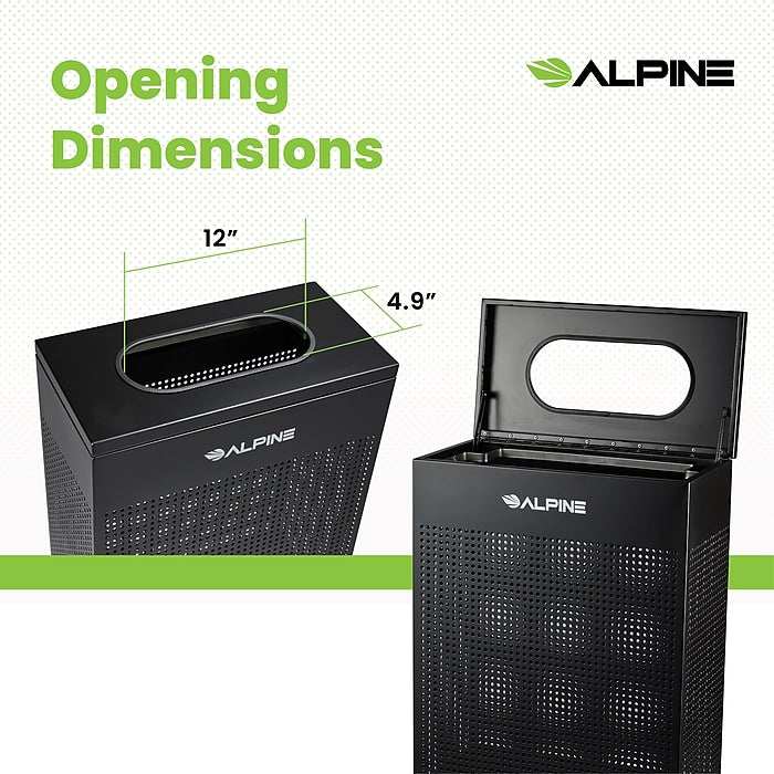 13 Gallon Black Perforated Metal Square Decorative Waste Receptacle