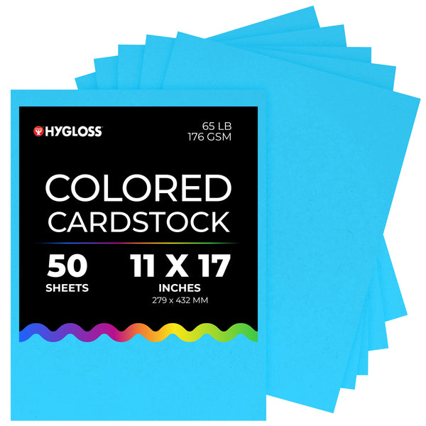 Hygloss Colored Cardstock - 11"x17", 50 sheets, Light Blue