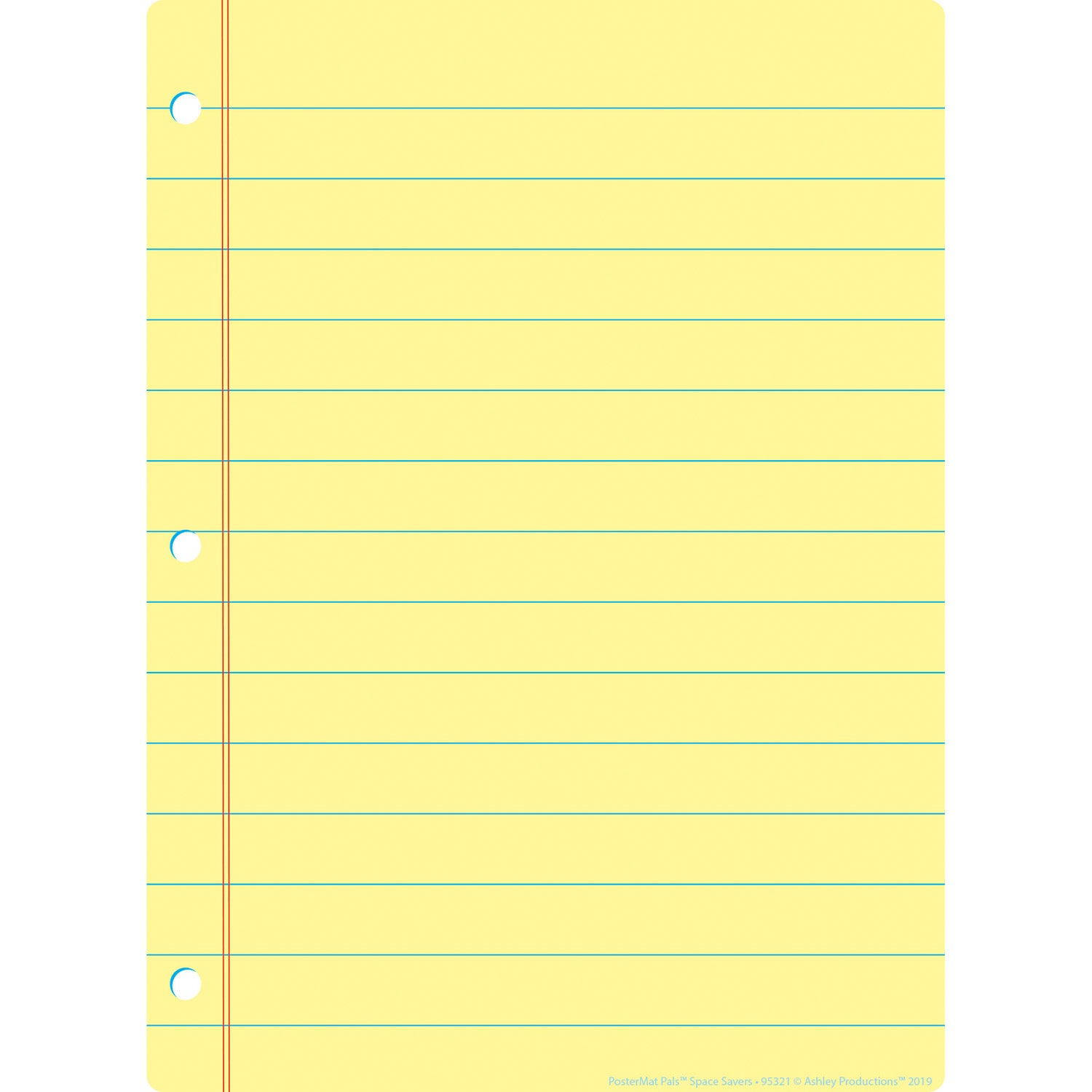 Smart Poly® Single Sided PosterMat Pals® Space Savers, Yellow Notebook Paper, 13" x 9.5"