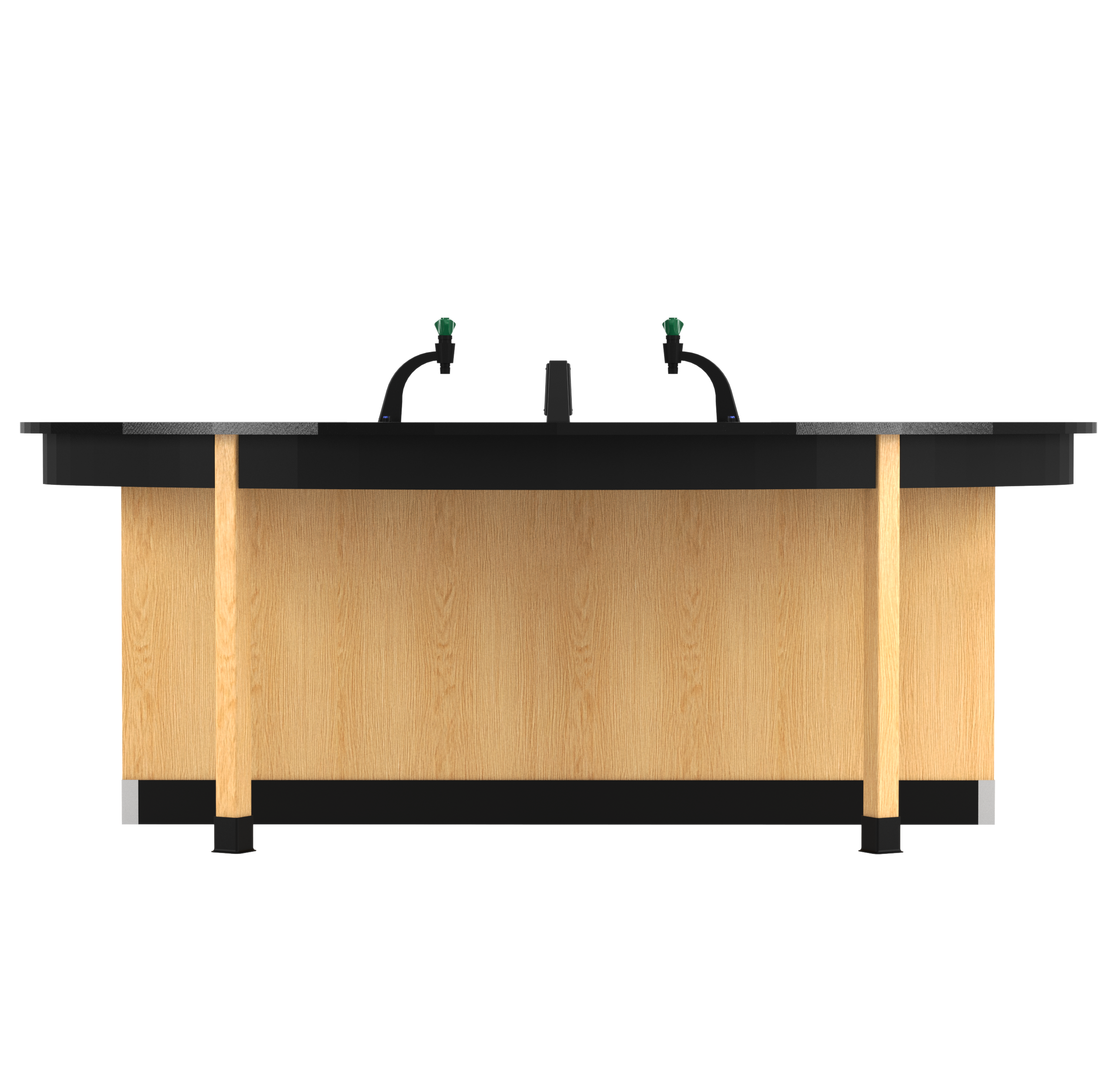 Interface Workstation,Epoxy Tops,Unicast Knob Handle Fixtures,Oak,Black Metal