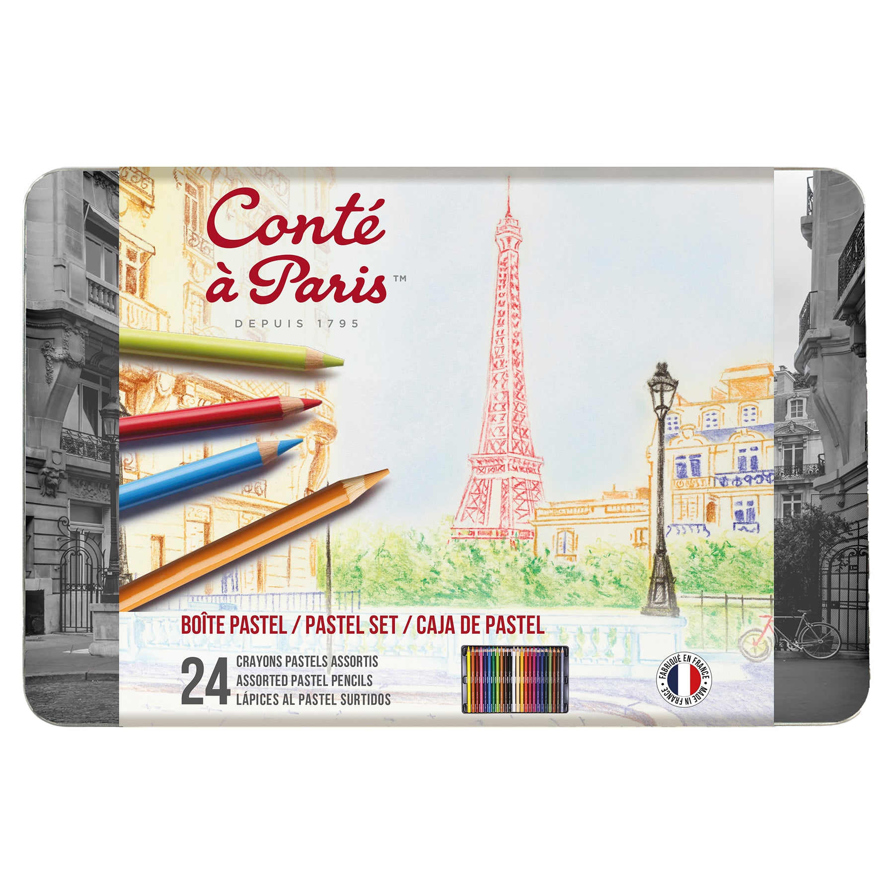 Pastel Pencils, Assorted Tin, Set of 24