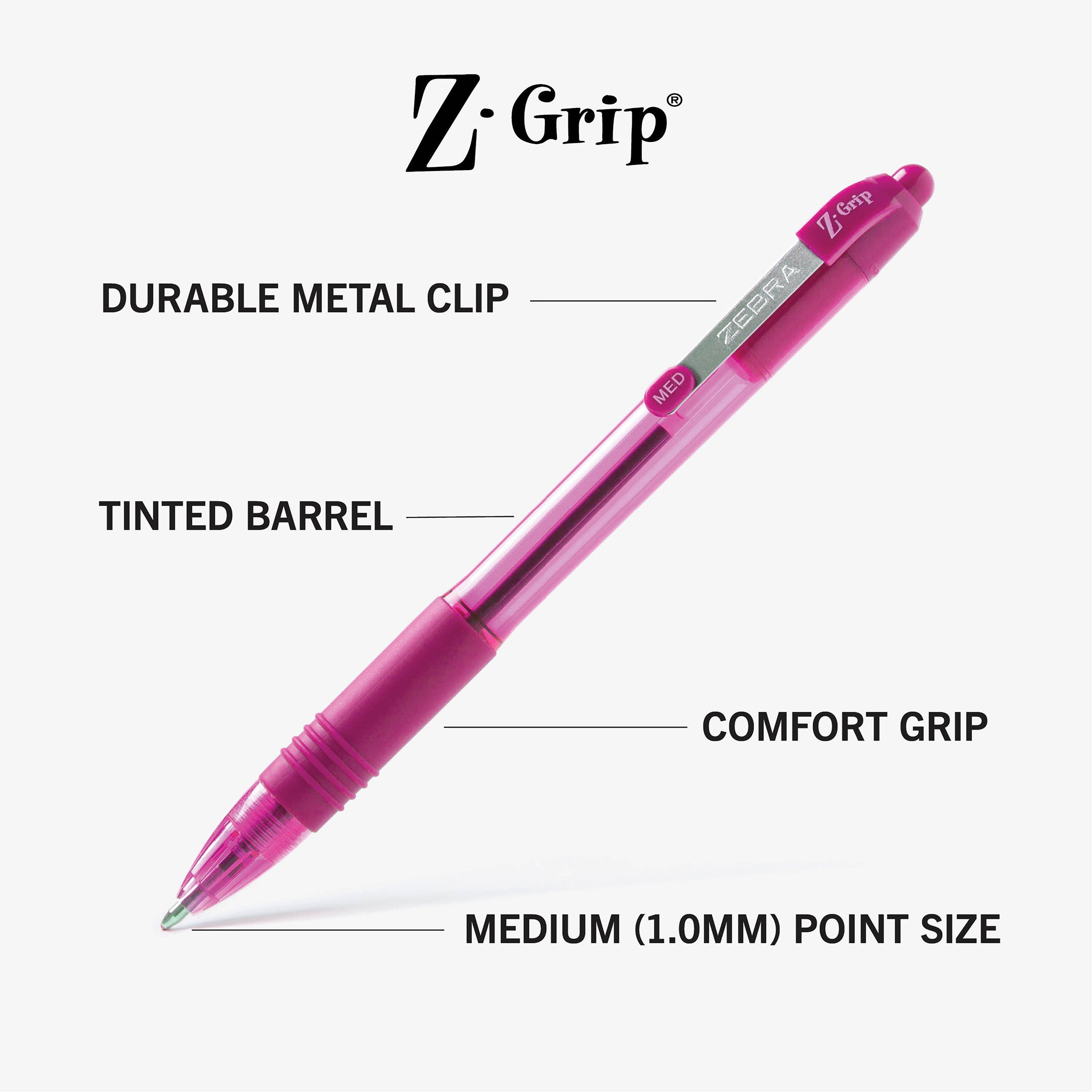 Z-Grip Ballpoint Retractable Pen, 1.0mm, Assorted, 5-Pack