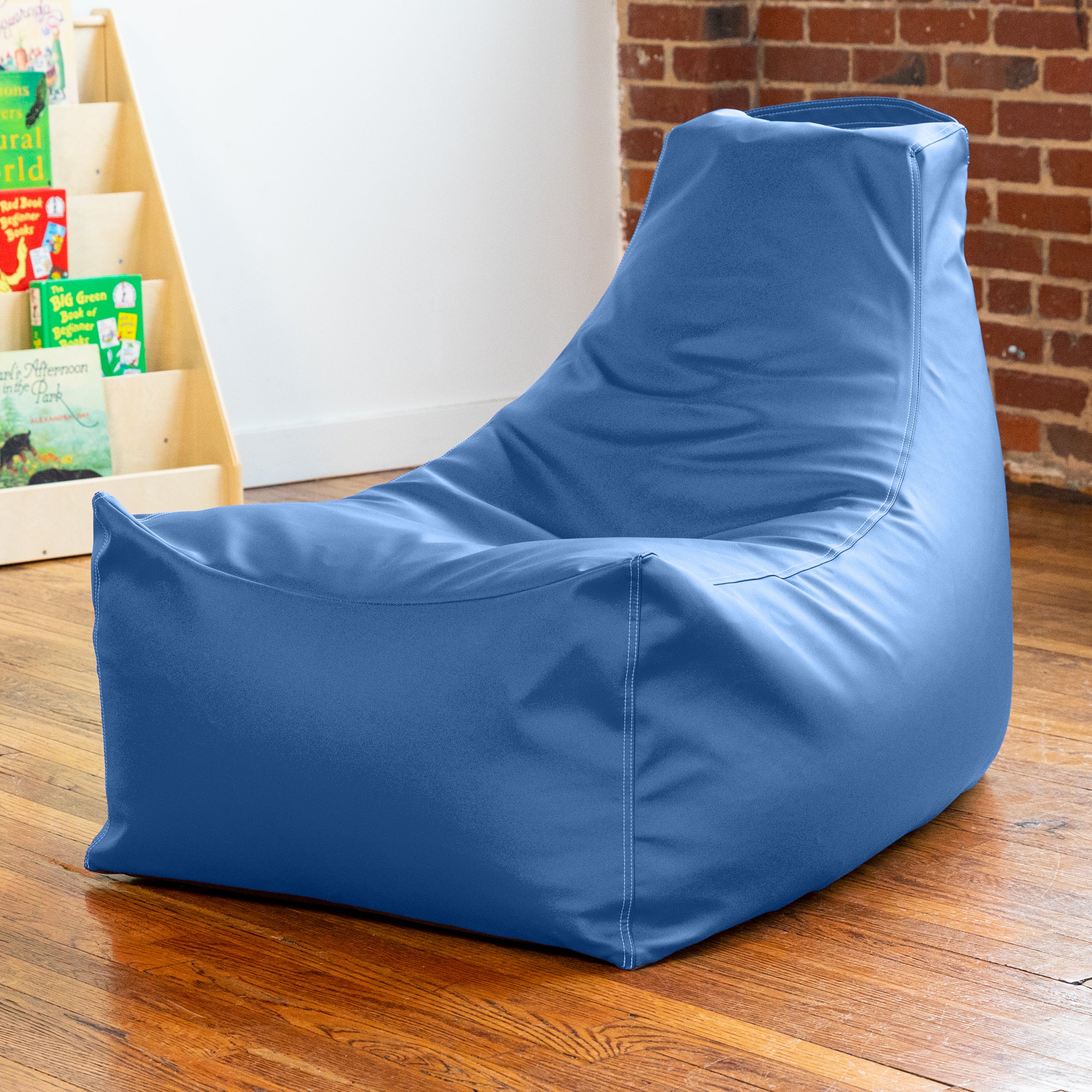 Jaxx Pezzi Premium Vinyl Classroom Bean Bag Chair, Royal Blue