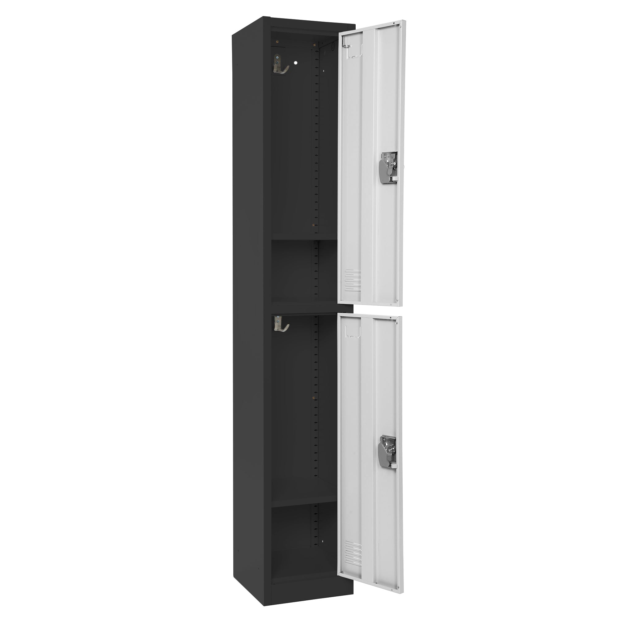 Large 2 Door Locker – Black Body With White Doors 2-Pack