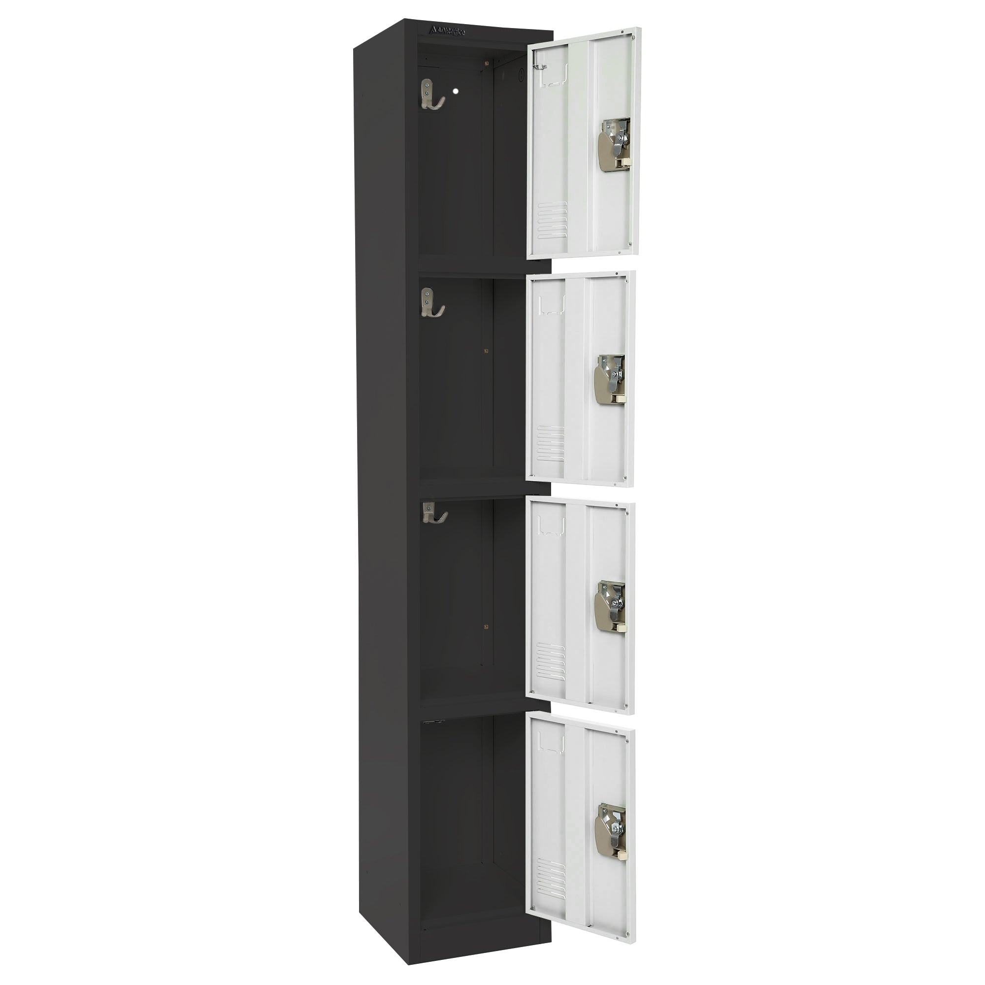 Large 4 Door Locker – Black Body With White Doors 2-Pack