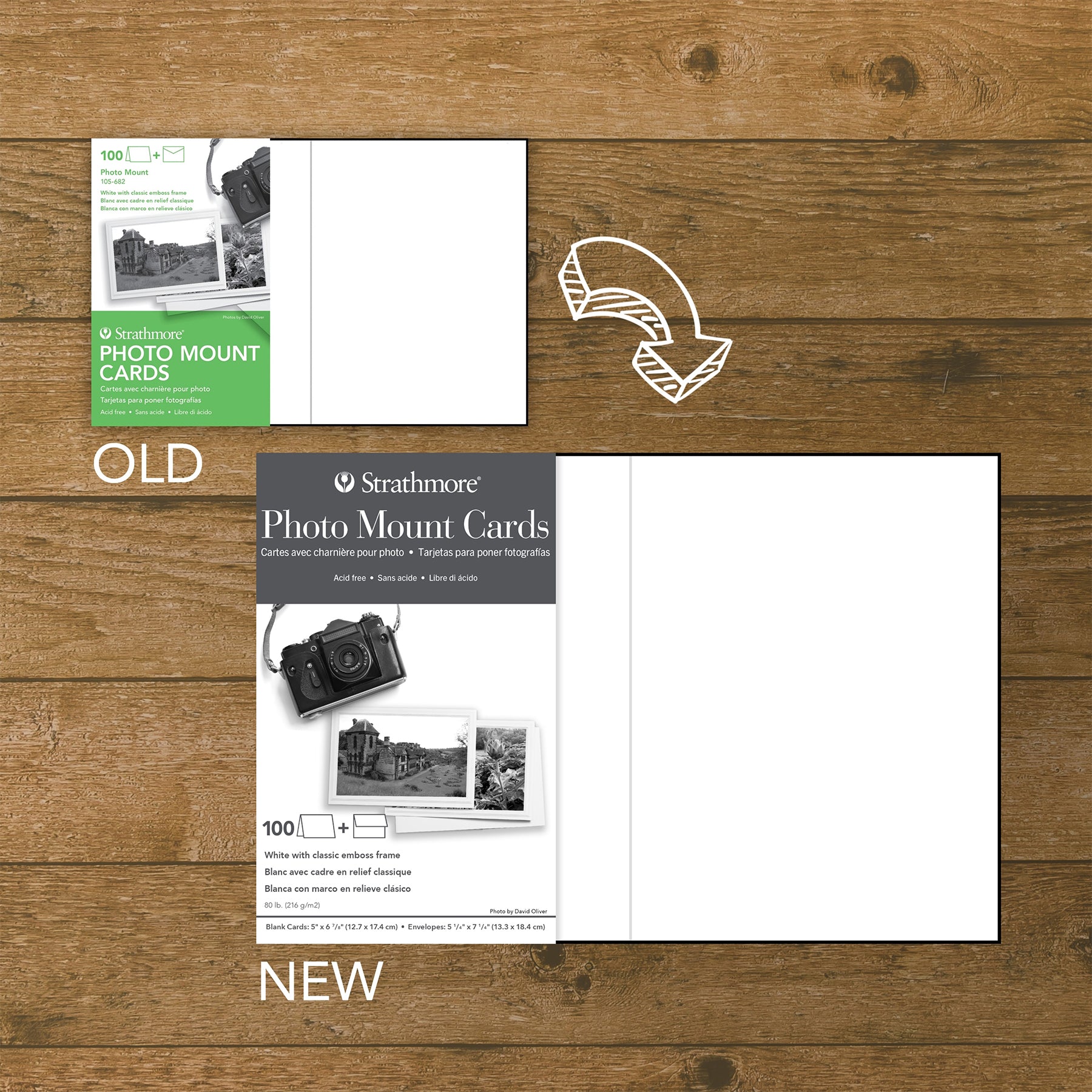 Photo Mount Cards & Envelopes, Classic Embossed Border, Full Size, 5x6.875 inch, Pack of 100