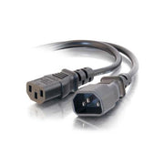 C2G 10ft Power Extension Cord - 18 AWG - IEC320C14 to IEC320C13 - Female - Male - 10ft - Black