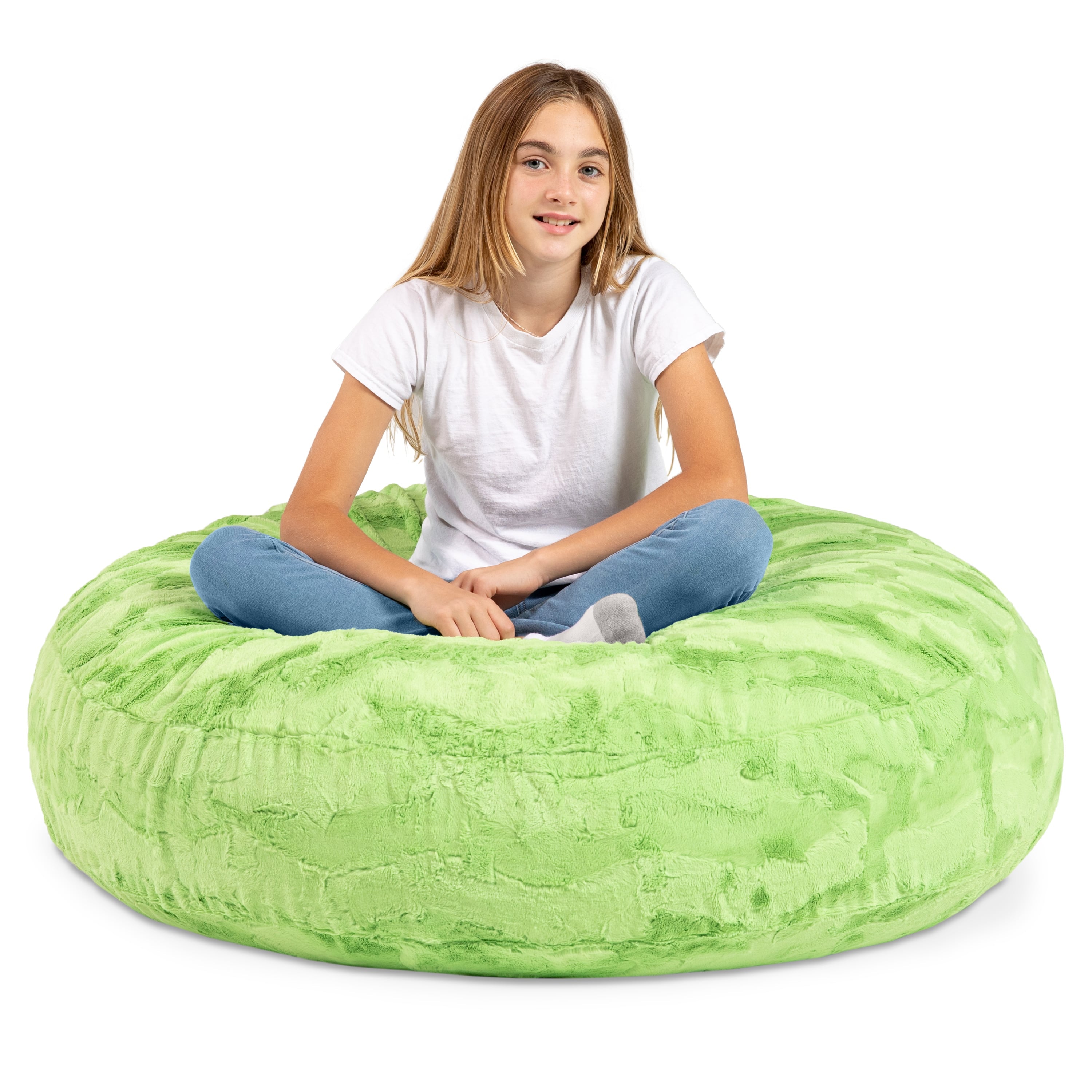 Jaxx Cocoon 4 Foot Bean Bag Chair - Faux Fur, Lime Green