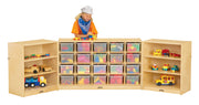 Jonti-Craft® 20 Cubbie-Tray Triple Fold-n-Lock - with Clear Trays