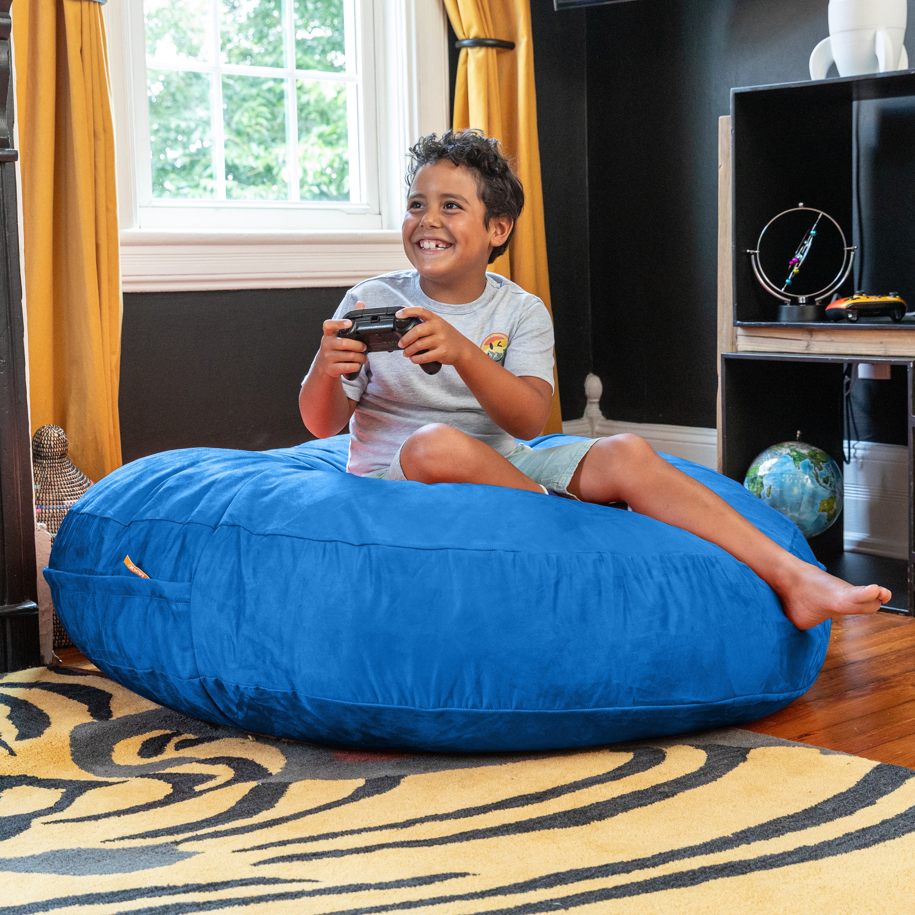 Jaxx Cocoon 4 Foot Bean Bag Chair and Crash Pad, Blueberry