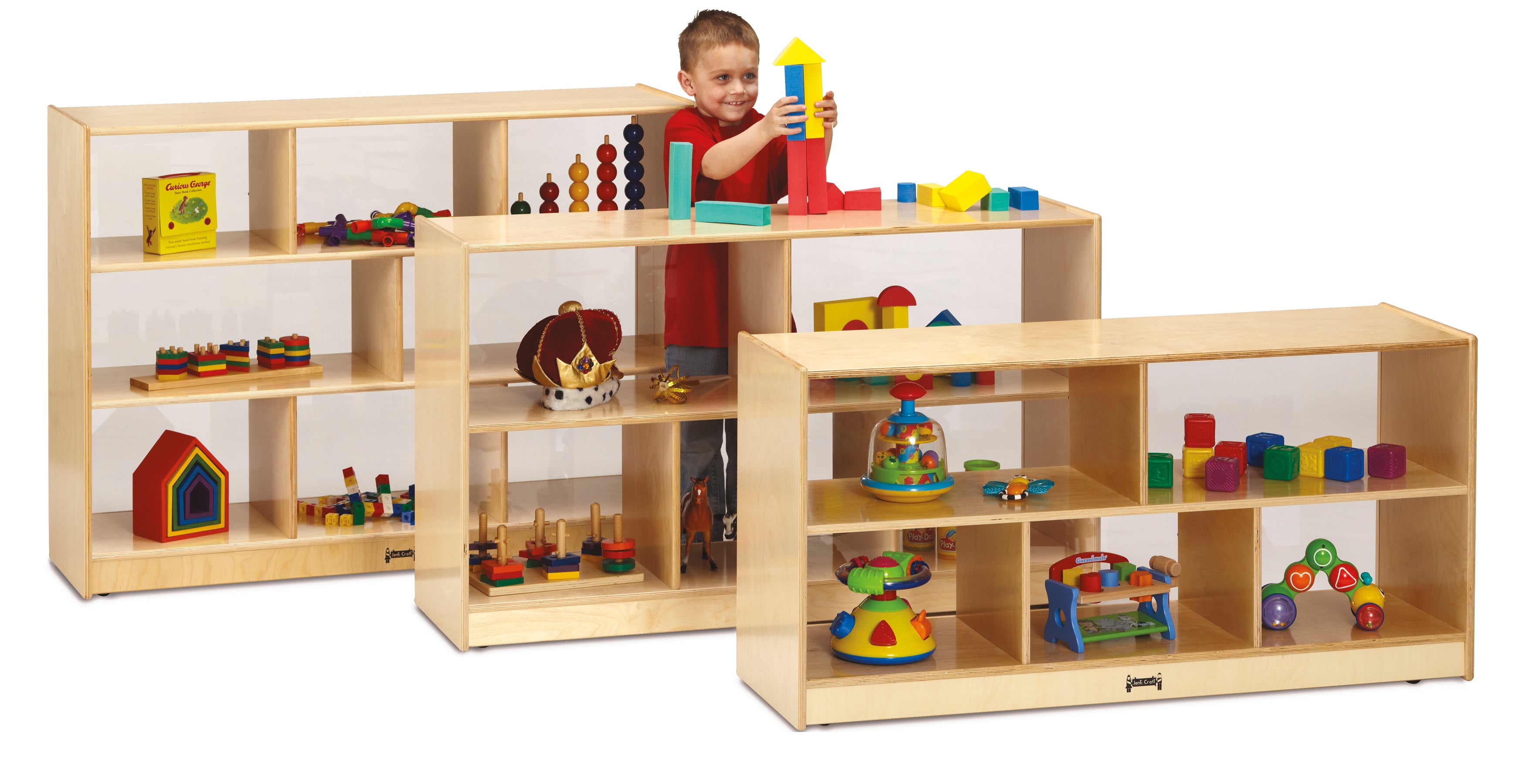 Jonti-Craft® Low Single Mobile Storage Unit - See-Thru Back