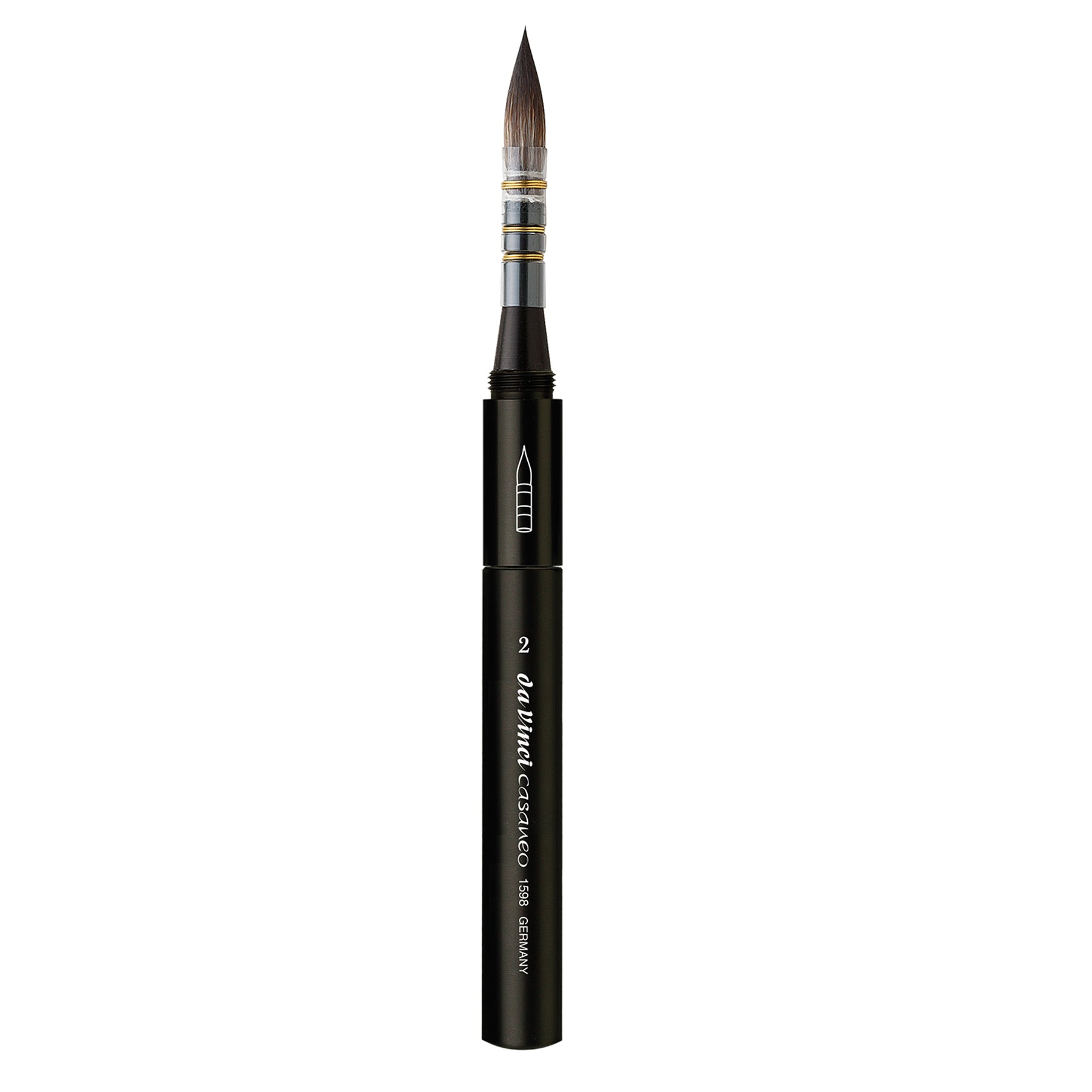 CASANEO Travel Pocket Quill, Extra Soft Synthetic, Watercolor & Wash, Round, Series 1598TP, Size 2