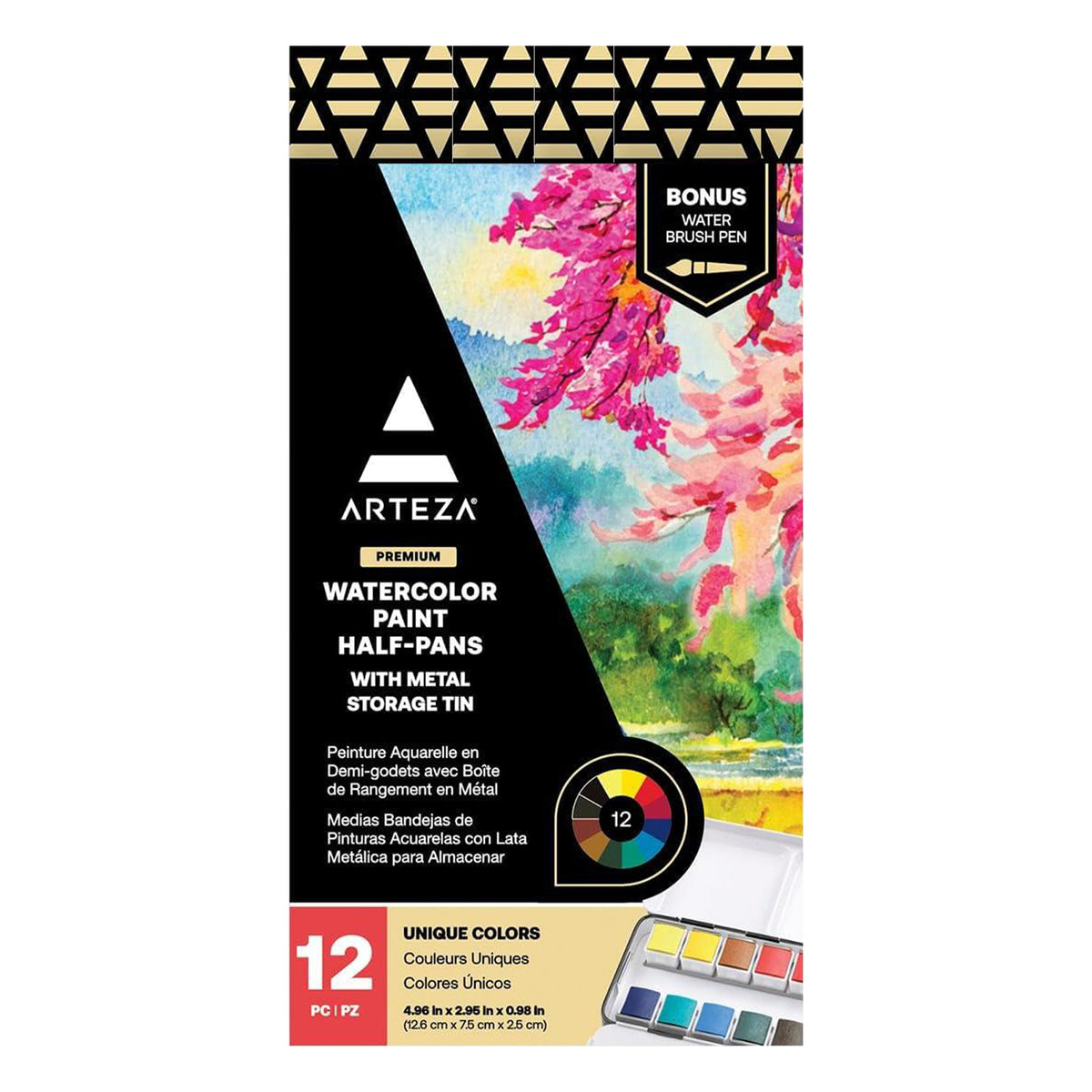 WATERCOLOR PAINT HALF PANS SET 12PC