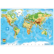Smart Poly™ Learning Mat, 12" x 17", Double-Sided, World Physical Map